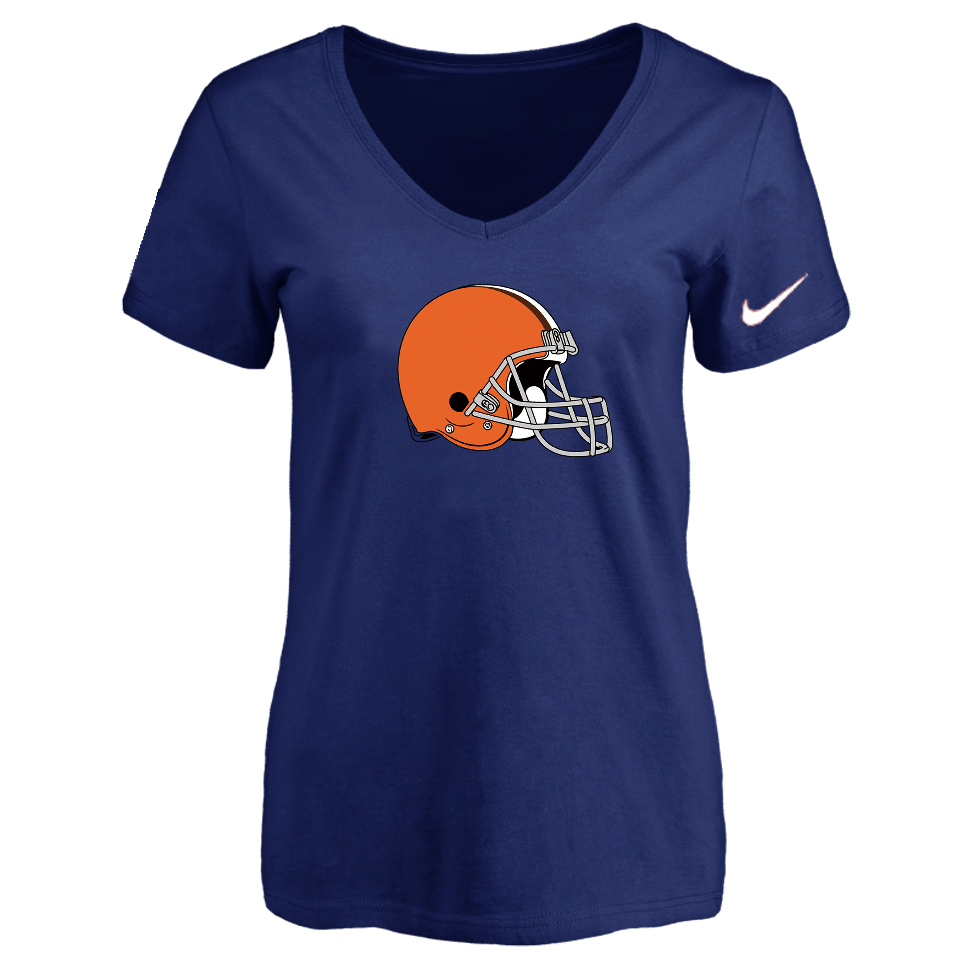 Cleveland Browns D.Blue Women's Logo V neck T-Shirt