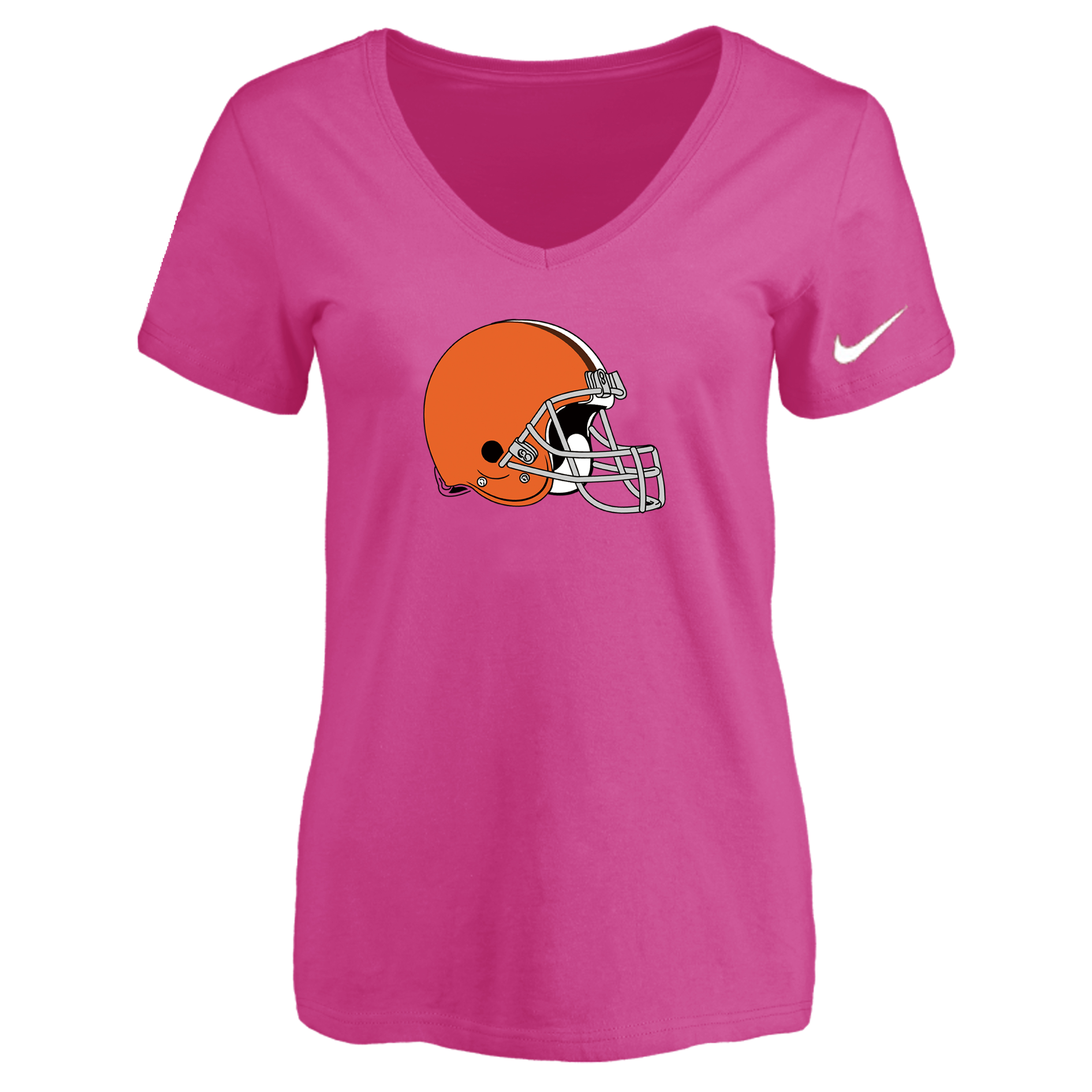Cleveland Browns Peach Women's Logo V neck T-Shirt