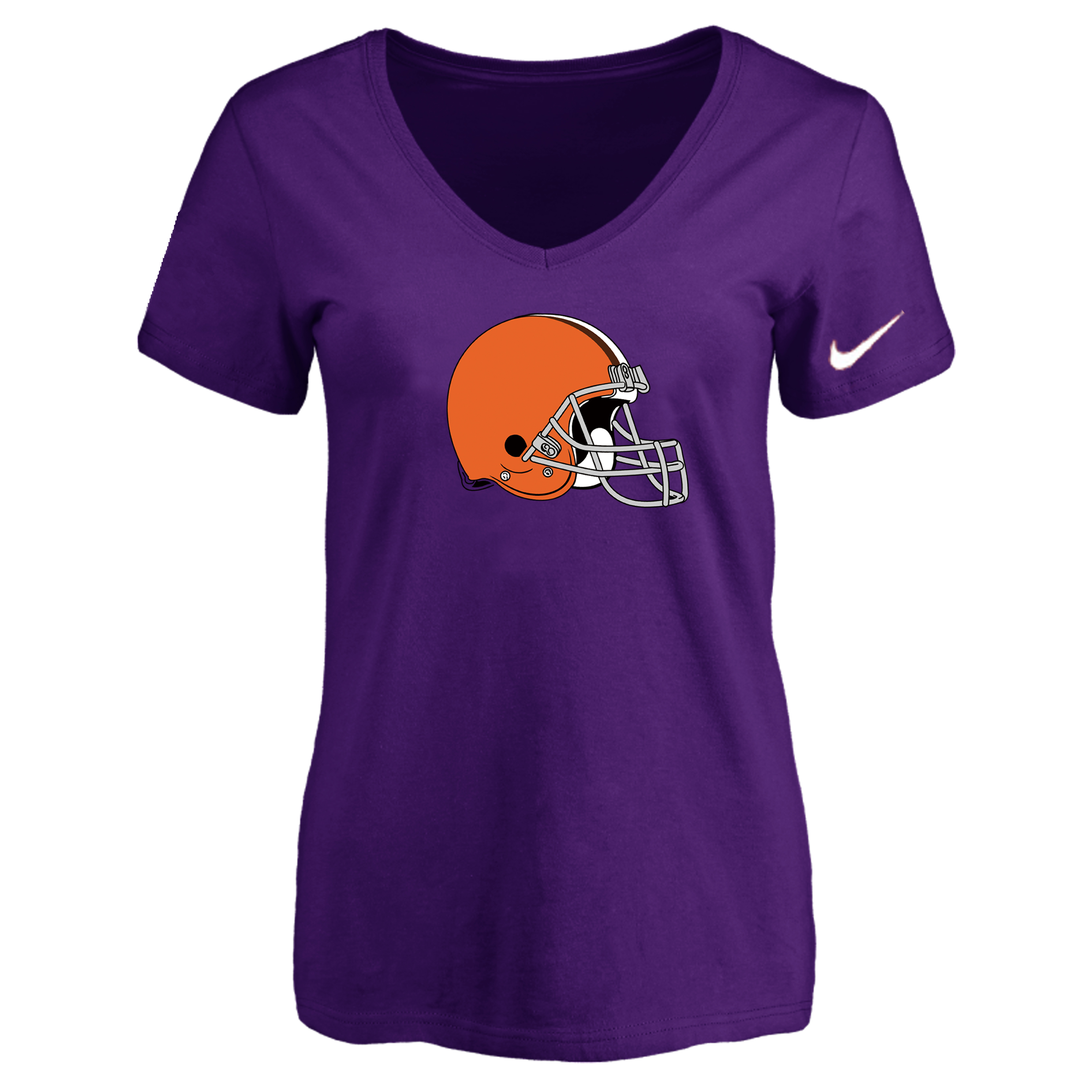 Cleveland Browns Purple Women's Logo V neck T-Shirt