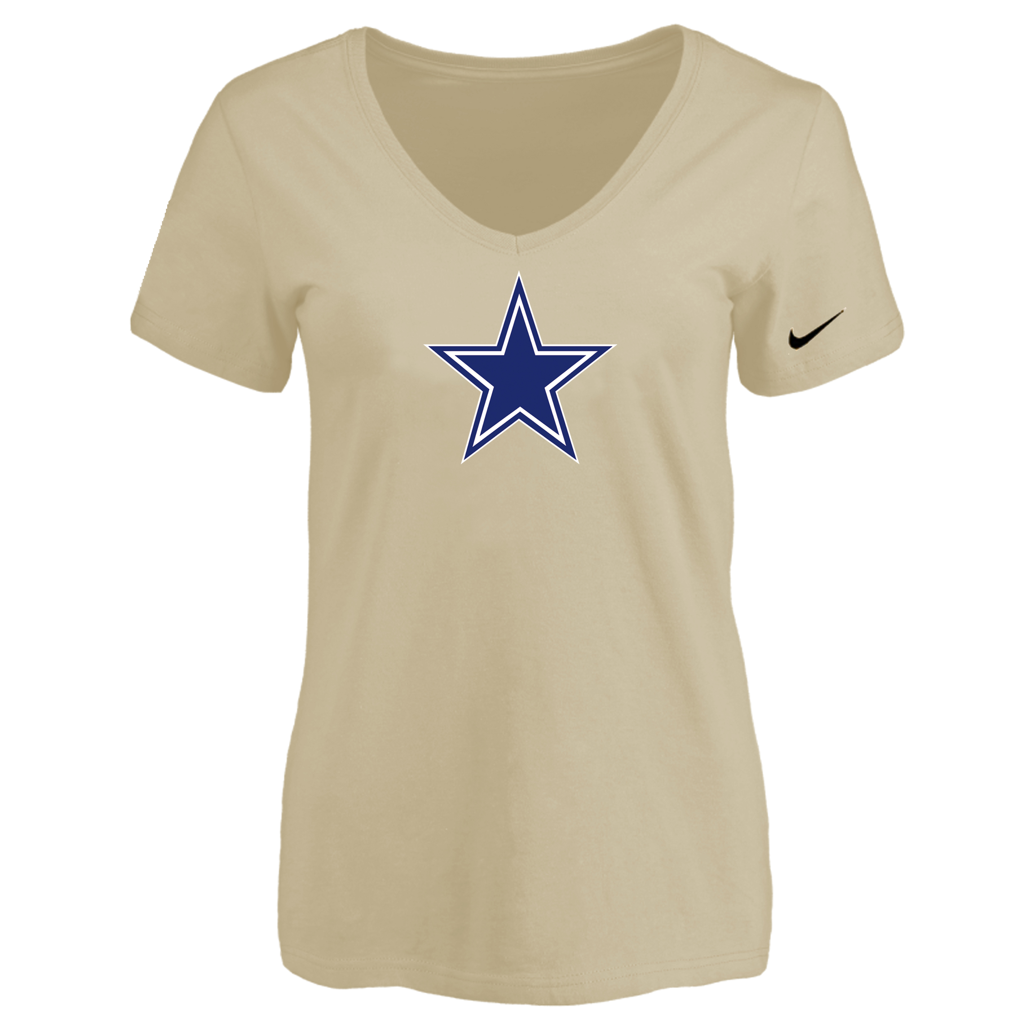 Dallas Cowboys Beige Women's Logo V neck T-Shirt