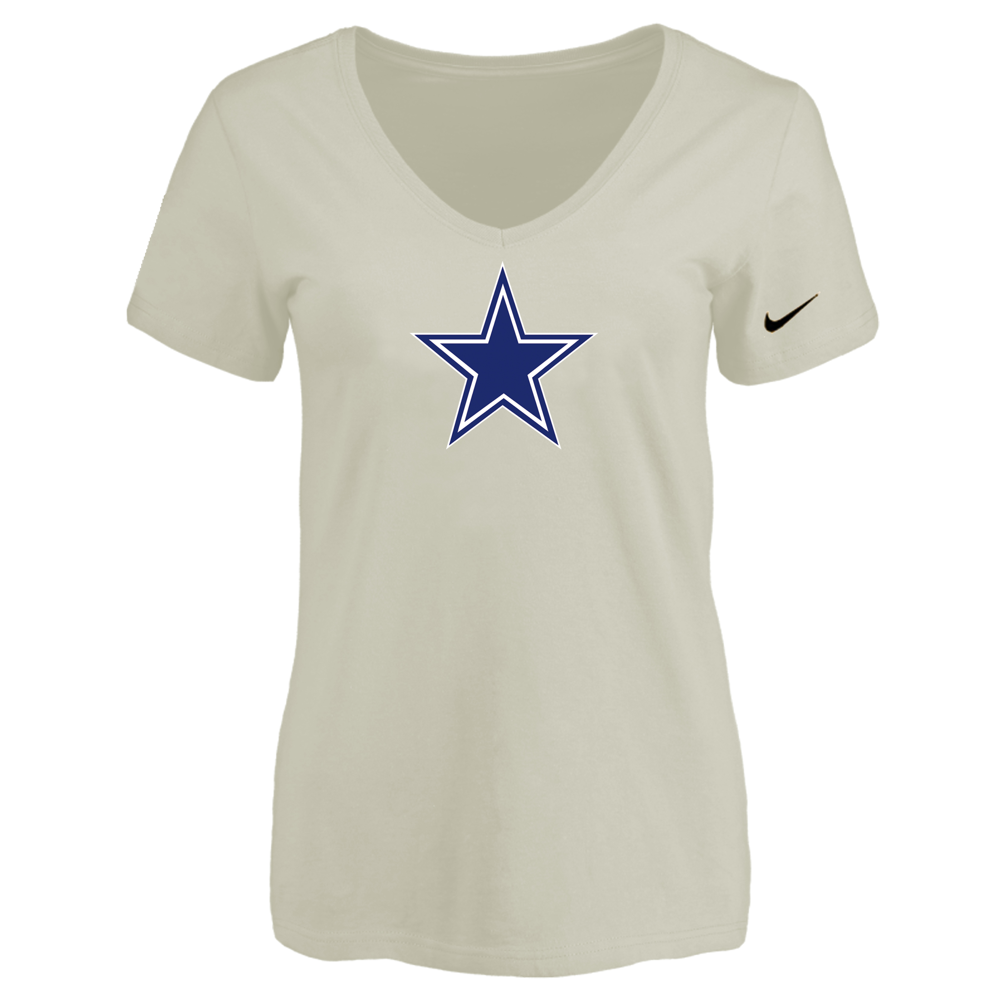 Dallas Cowboys Cream Women's Logo V neck T-Shirt