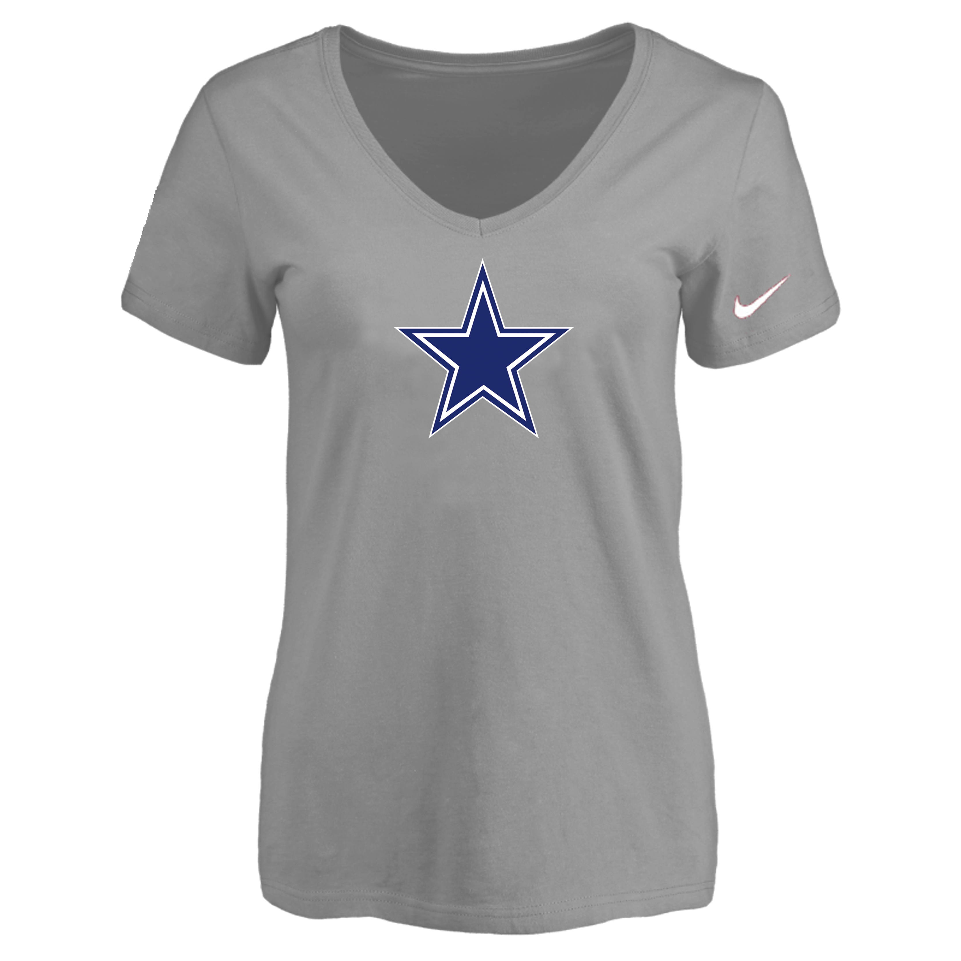 Dallas Cowboys L.Gray Women's Logo V neck T-Shirt