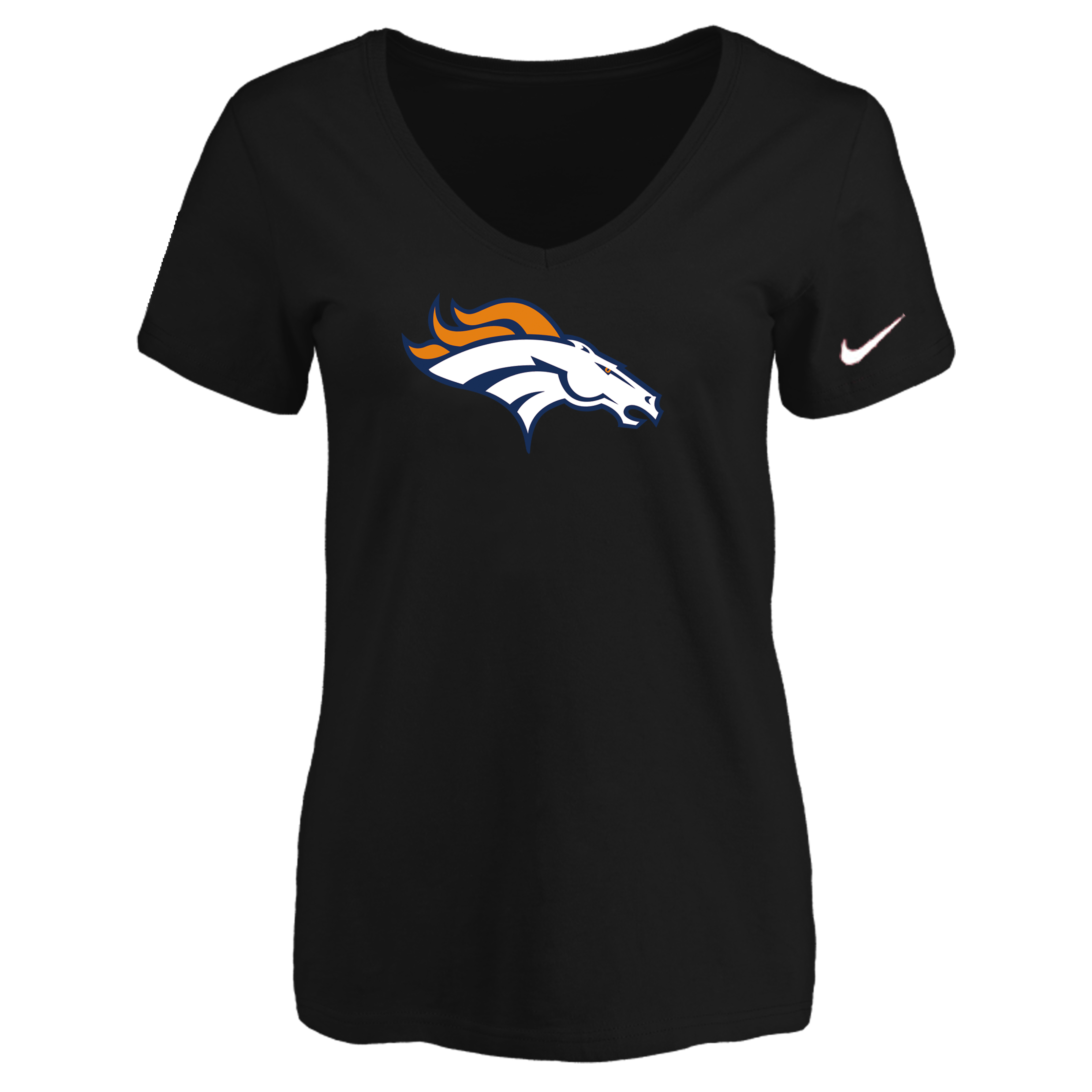 Denver Broncos Black Women's Logo V neck T-Shirt