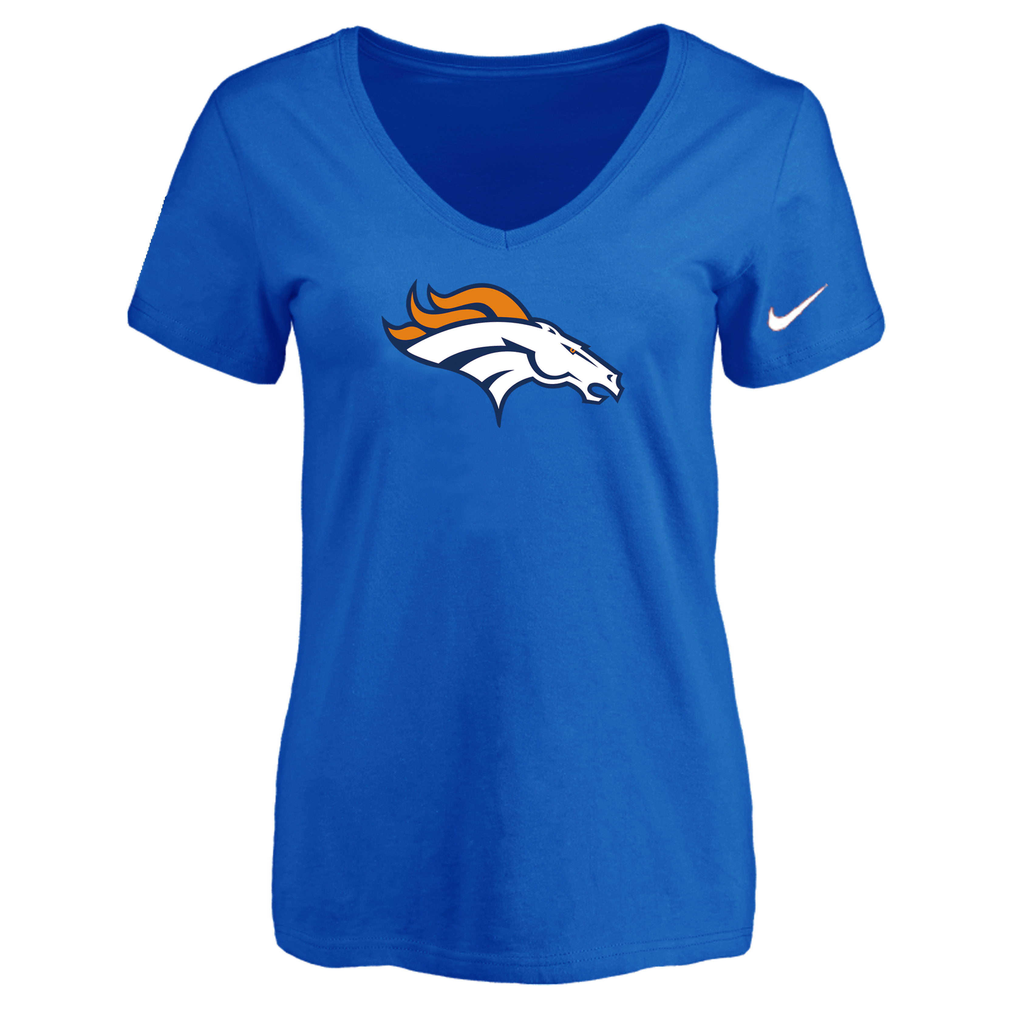 Denver Broncos Blue Women's Logo V neck T-Shirt