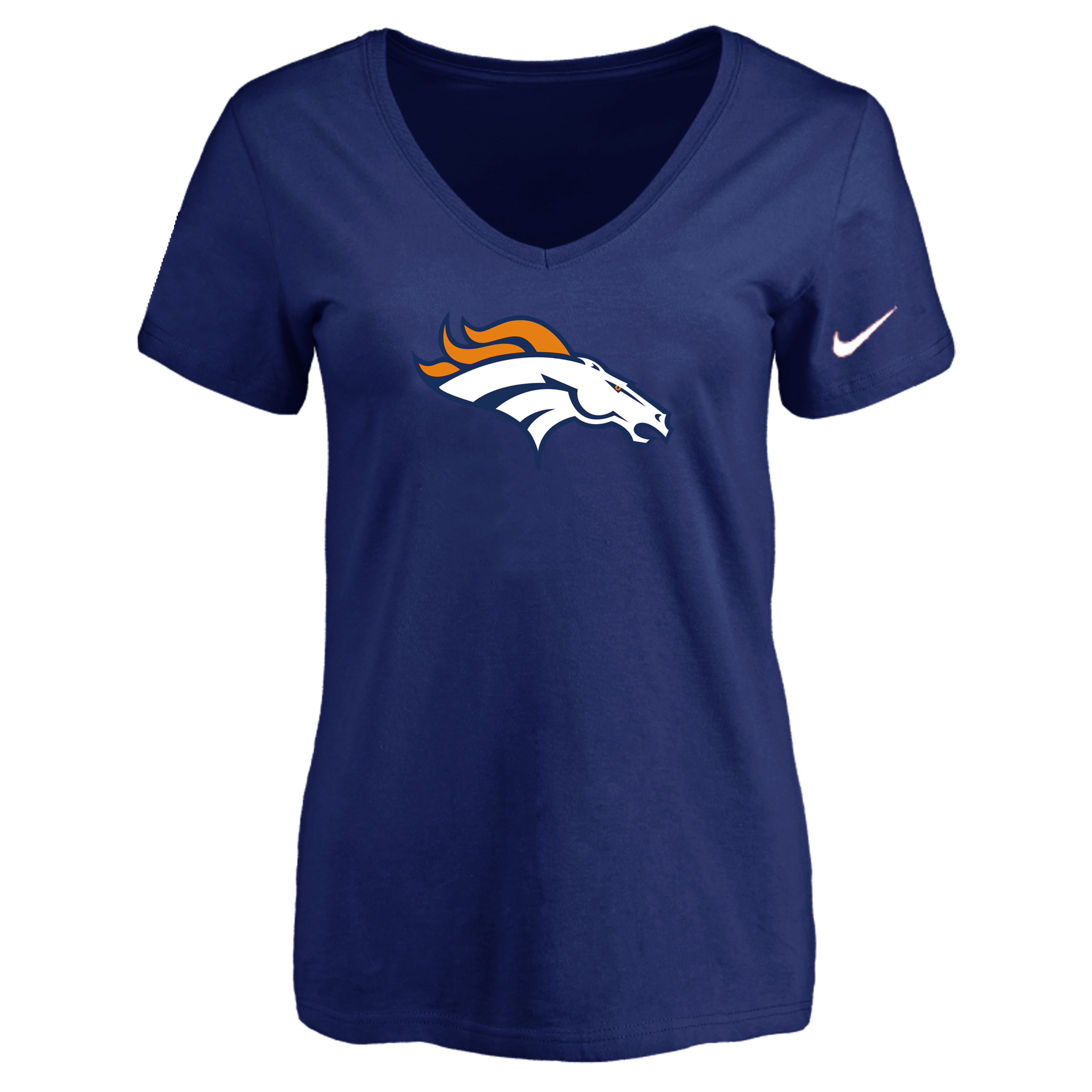 Denver Broncos D.Blue Women's Logo V neck T-Shirt