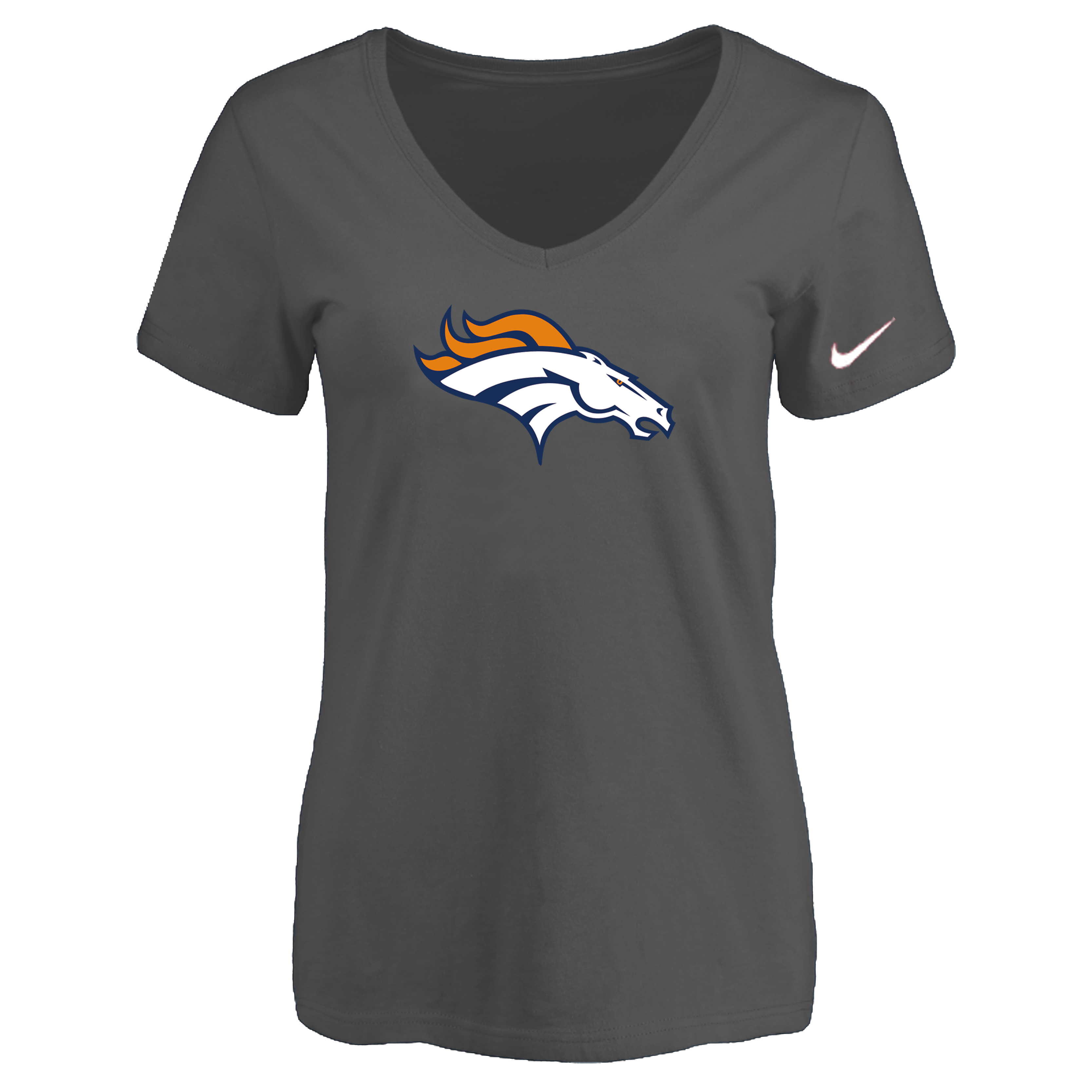 Denver Broncos D.Gray Women's Logo V neck T-Shirt