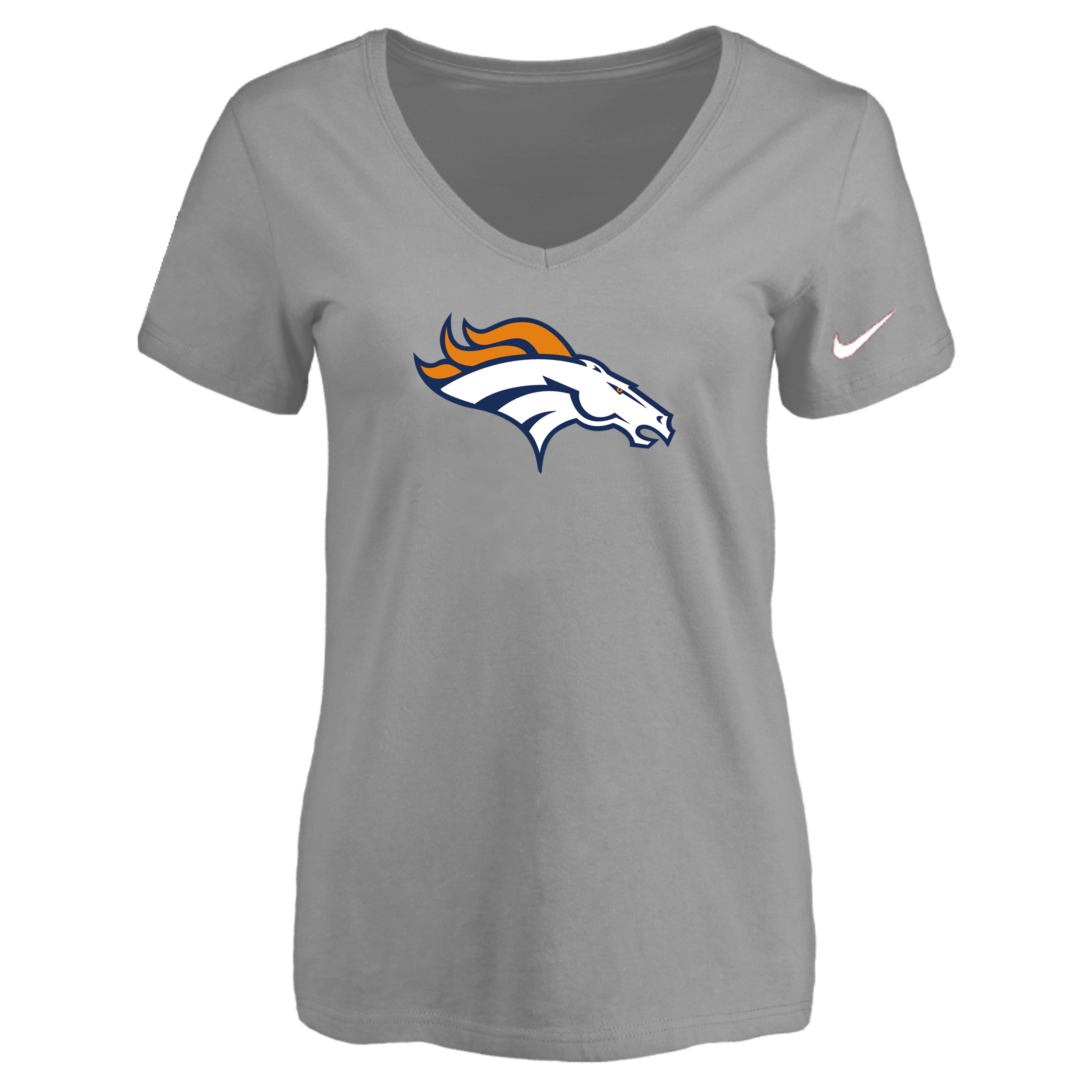 Denver Broncos L.Gray Women's Logo V neck T-Shirt