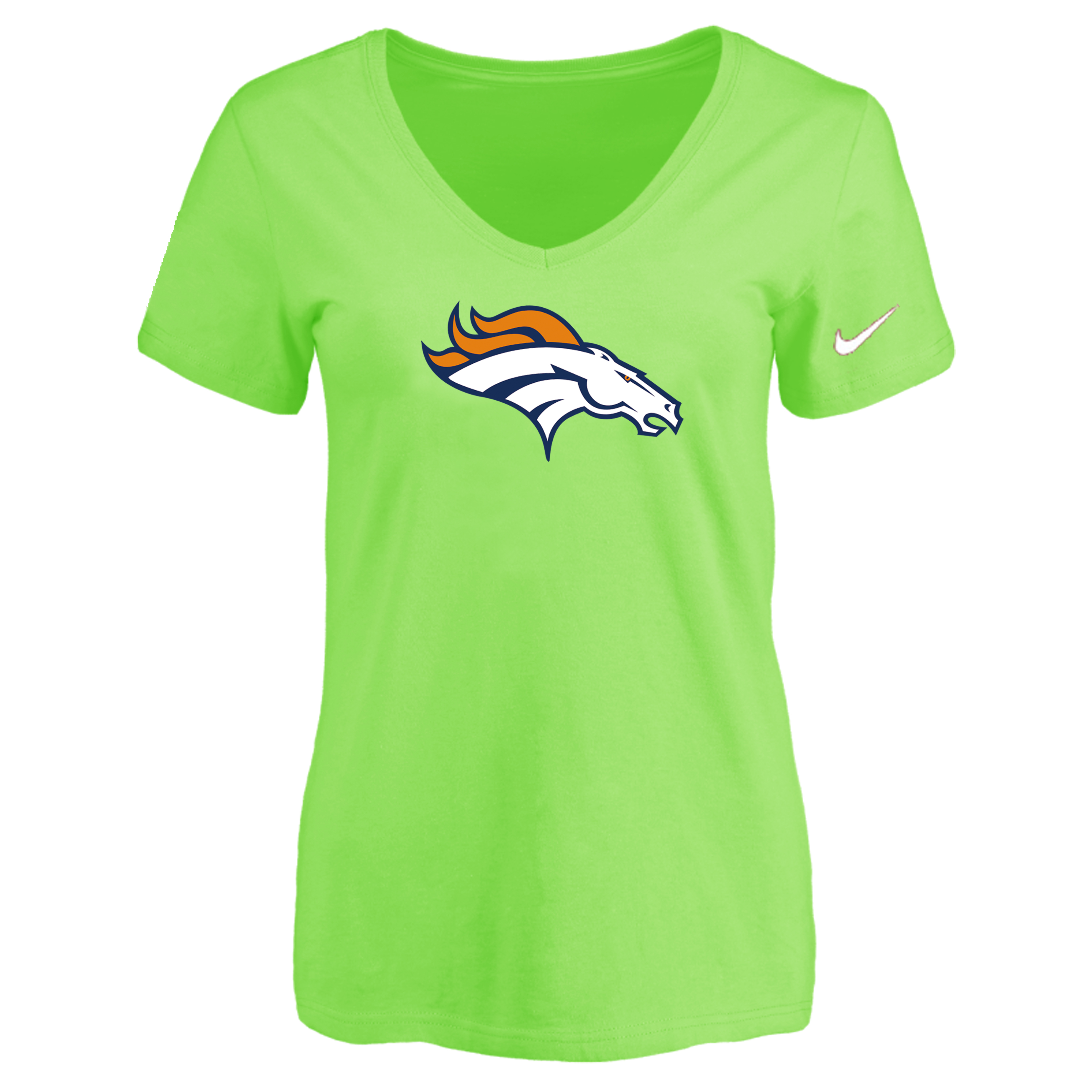 Denver Broncos L.Green Women's Logo V neck T-Shirt