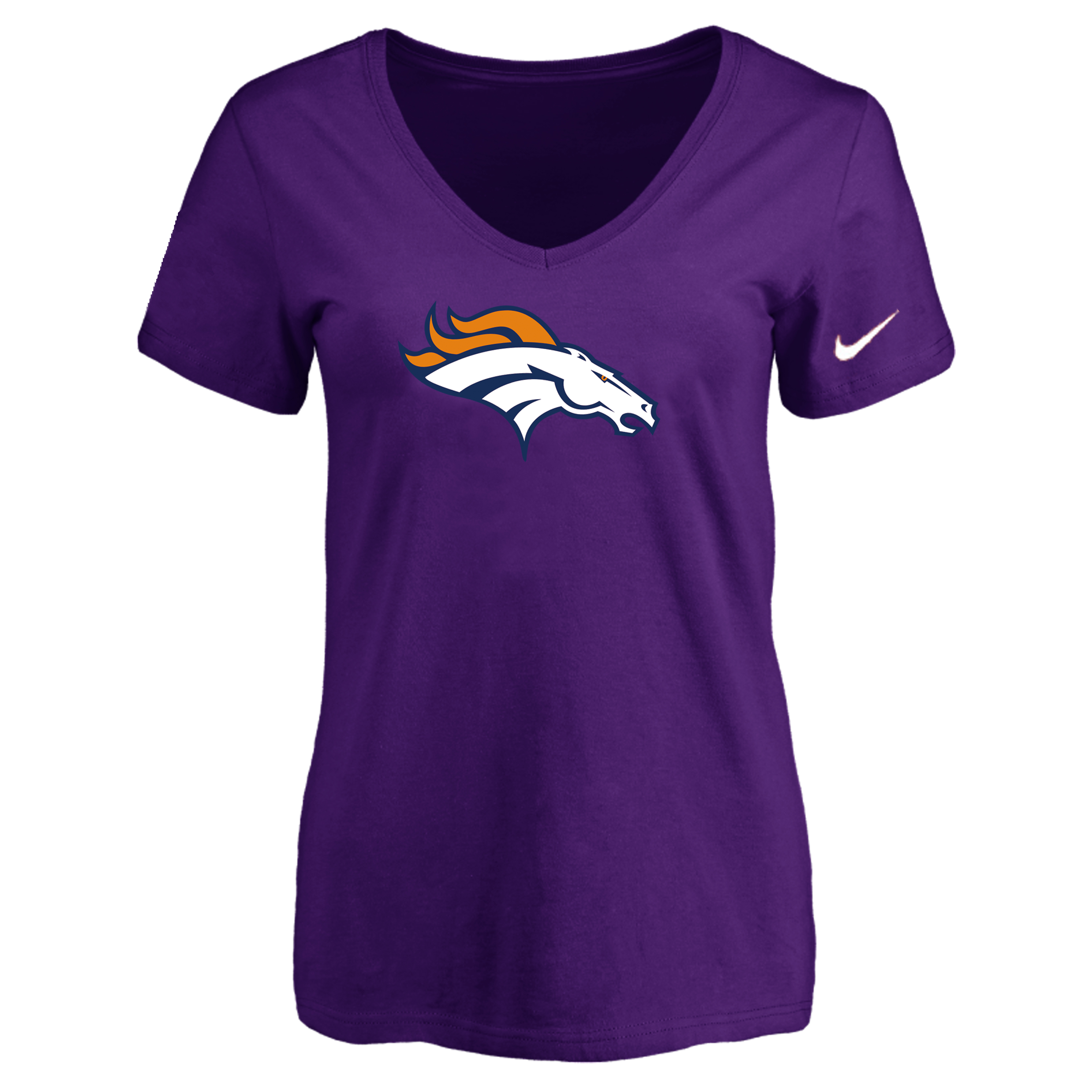 Denver Broncos Purple Women's Logo V neck T-Shirt