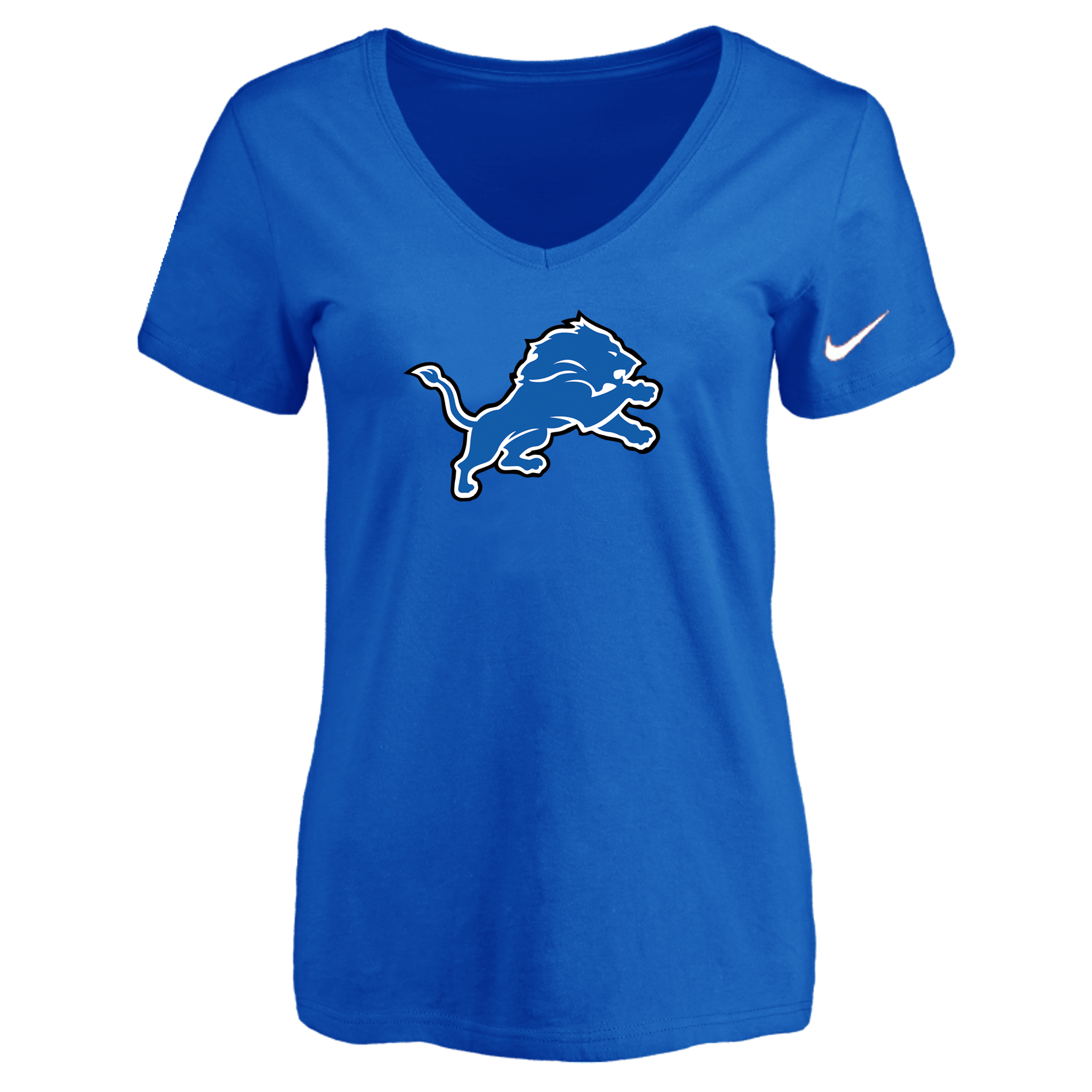 Detroit Lions Blue Women's Logo V neck T-Shirt