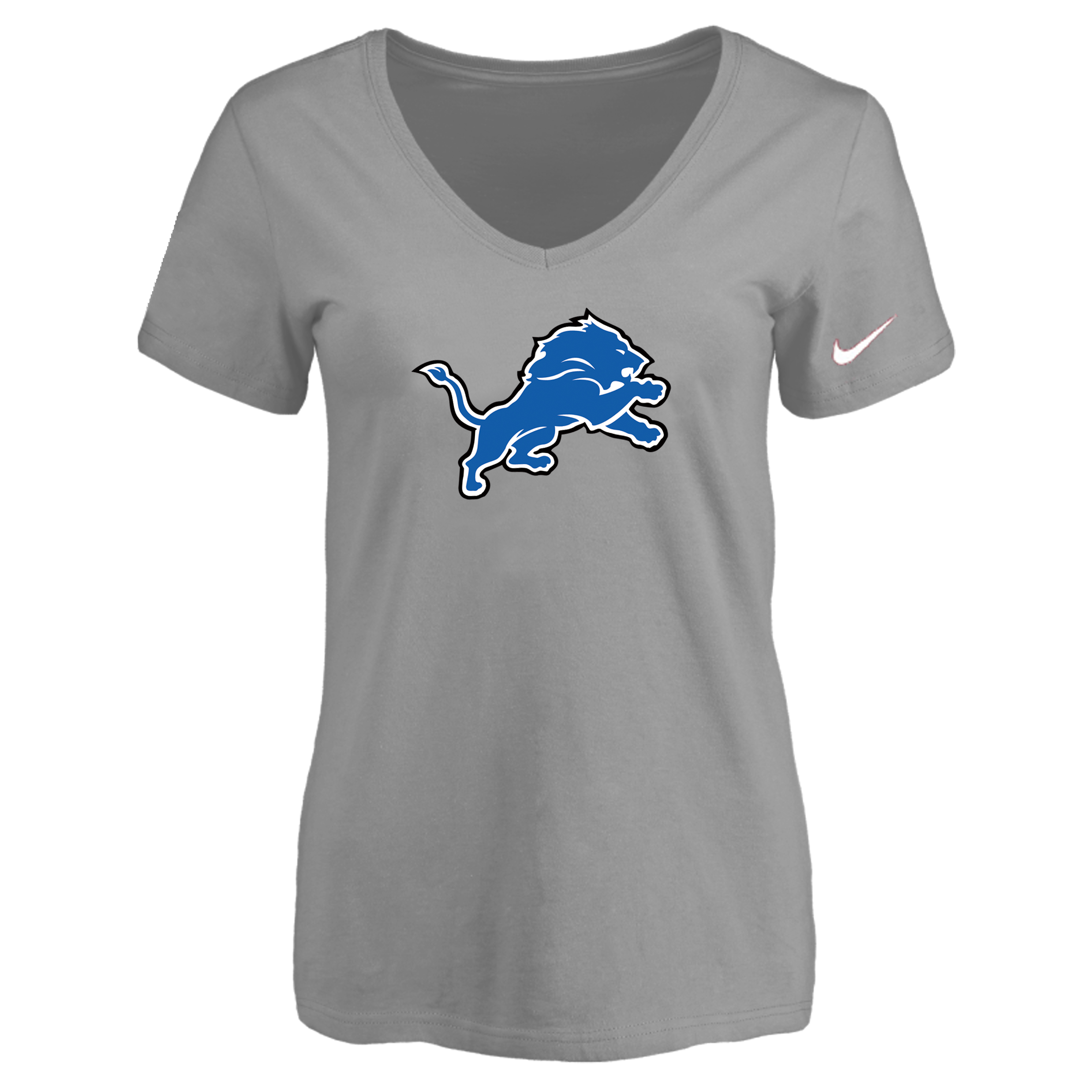 Detroit Lions L.Gray Women's Logo V neck T-Shirt