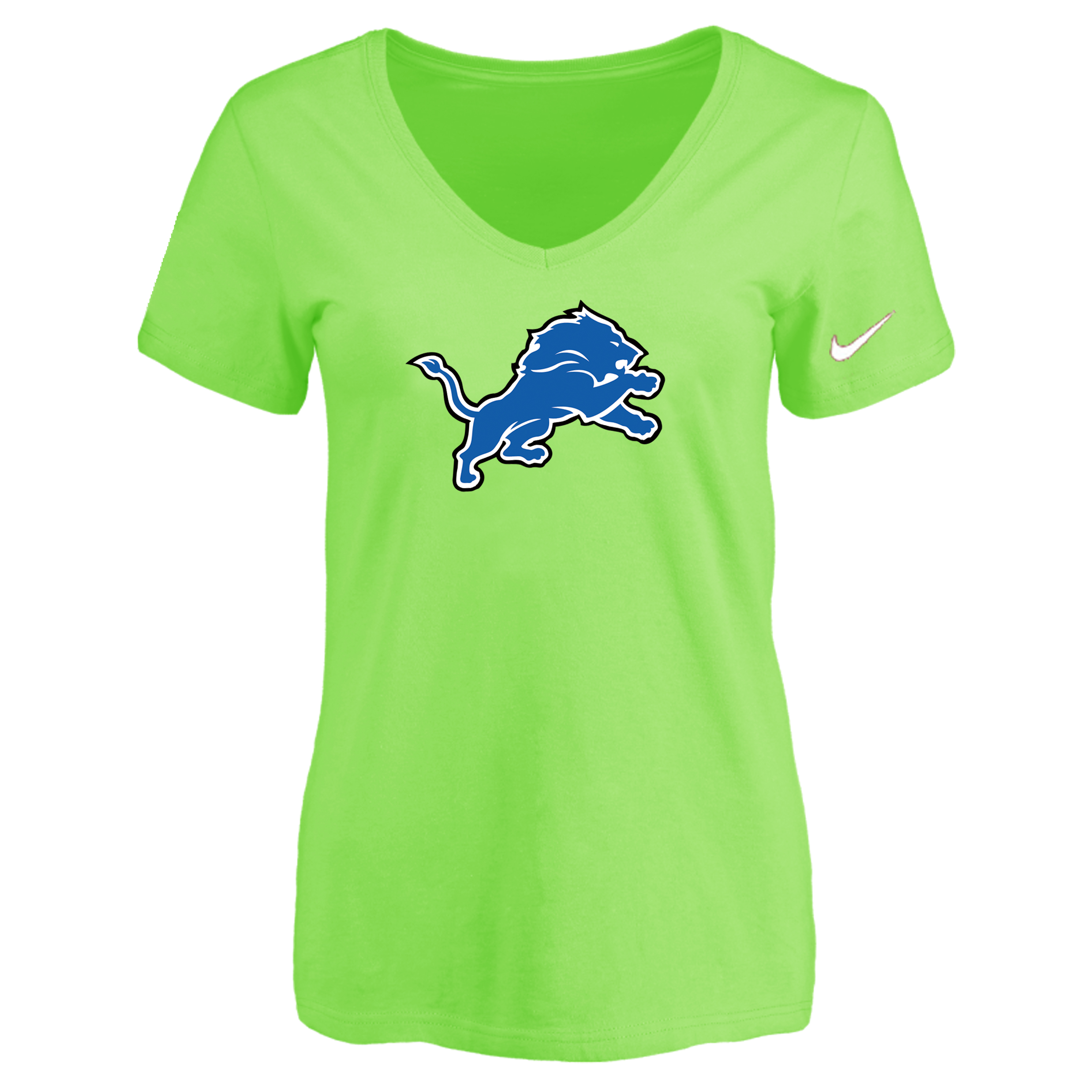 Detroit Lions L.Green Women's Logo V neck T-Shirt