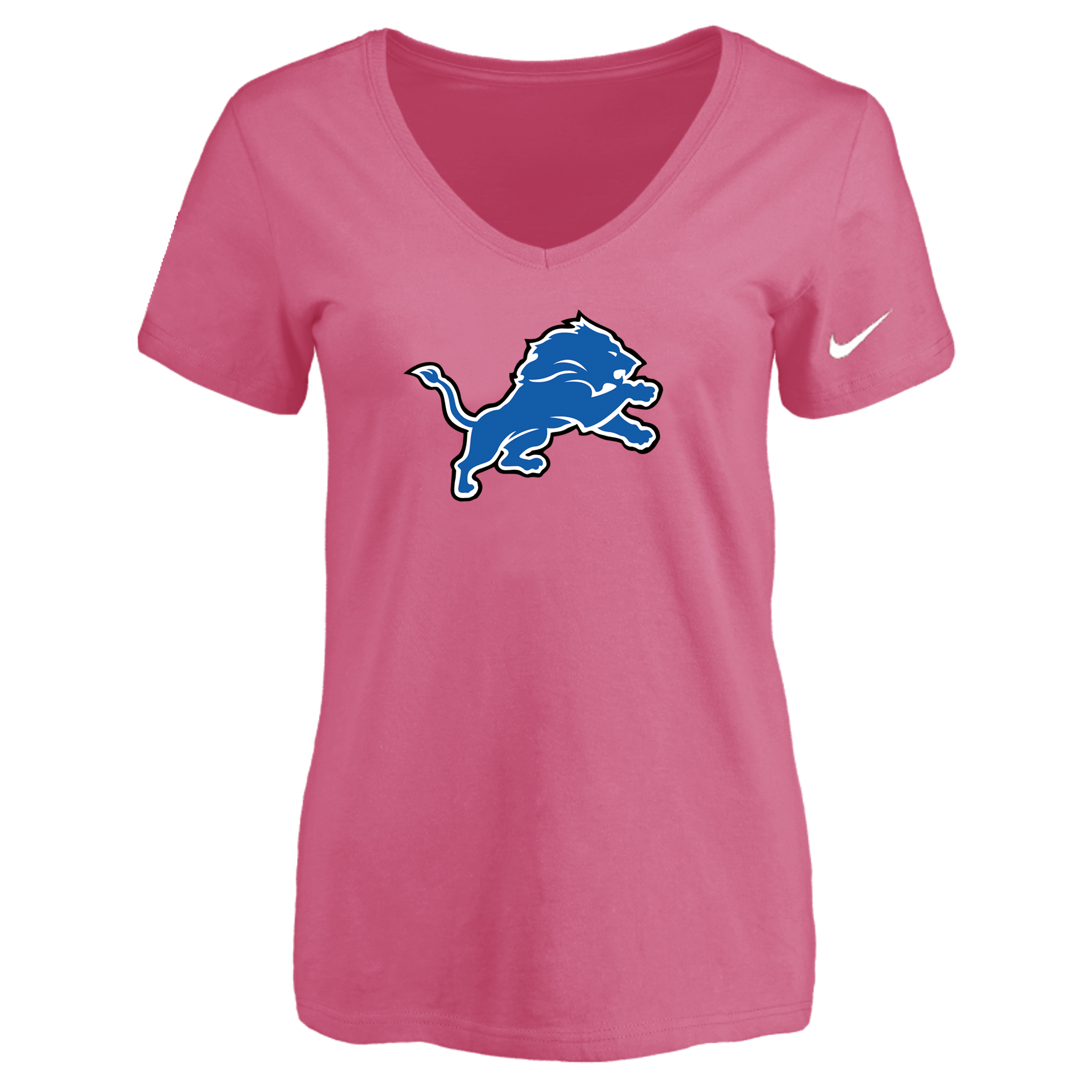 Detroit Lions Pink Women's Logo V neck T-Shirt