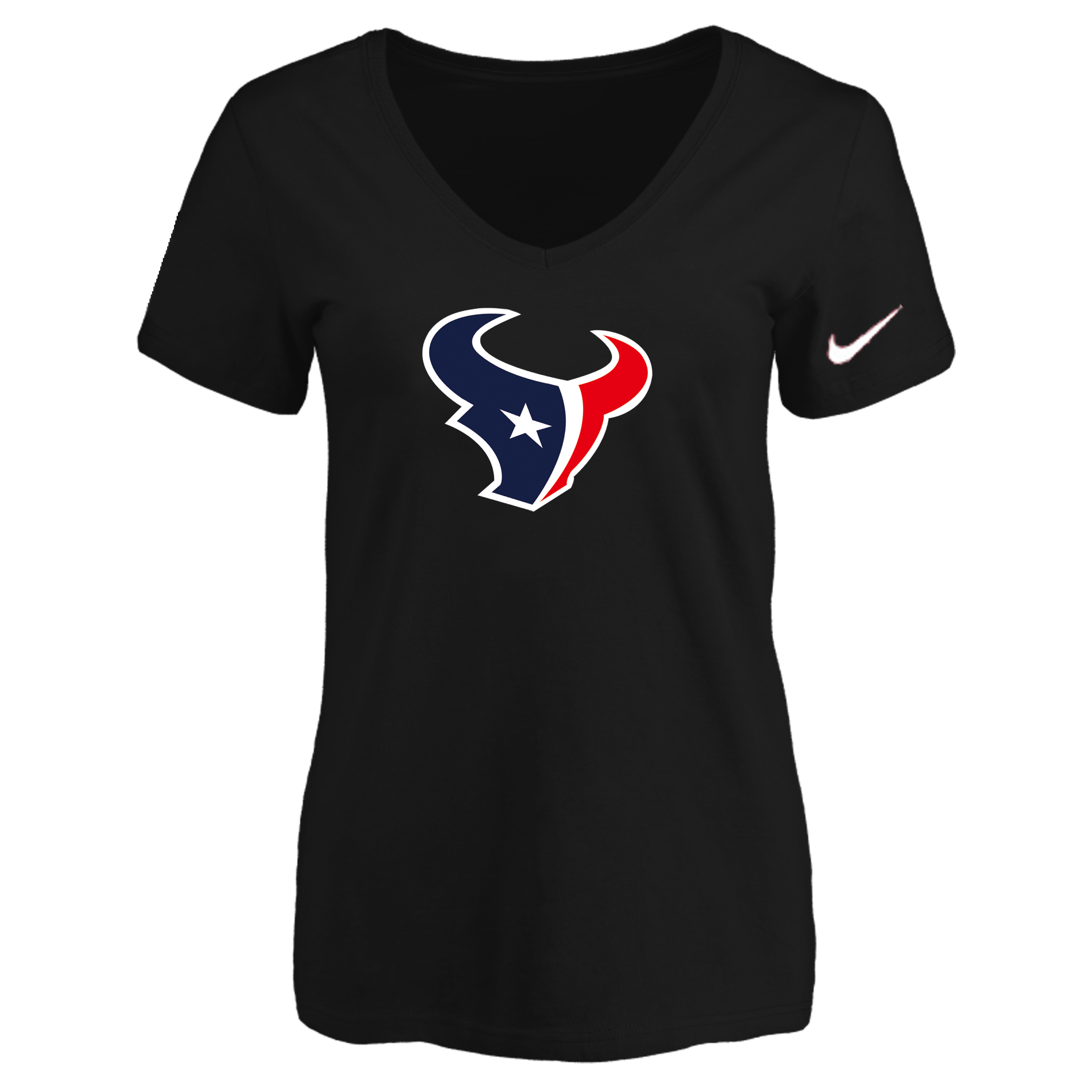 Houston Texans Black Women's Logo V neck T-Shirt