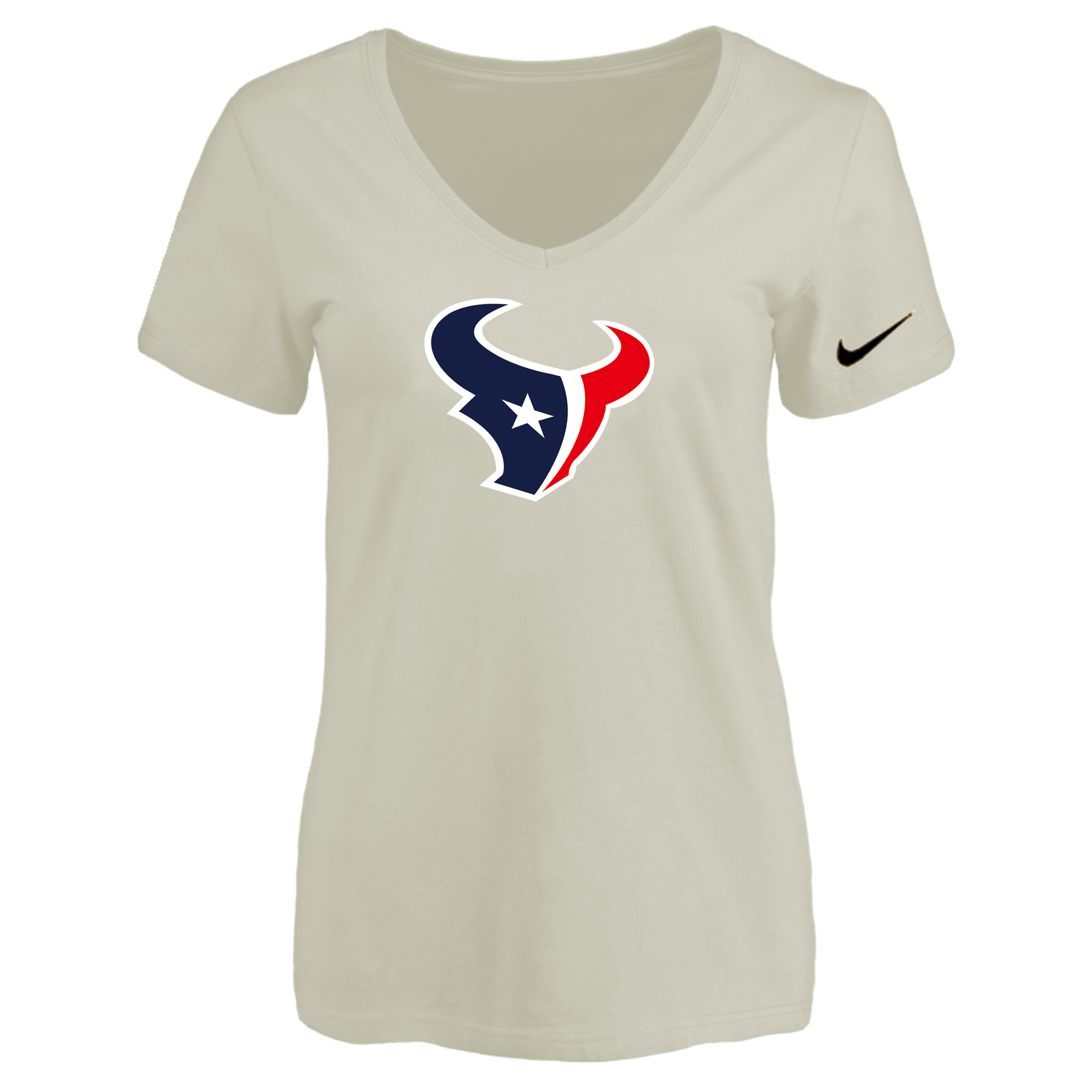 Houston Texans Cream Women's Logo V neck T-Shirt
