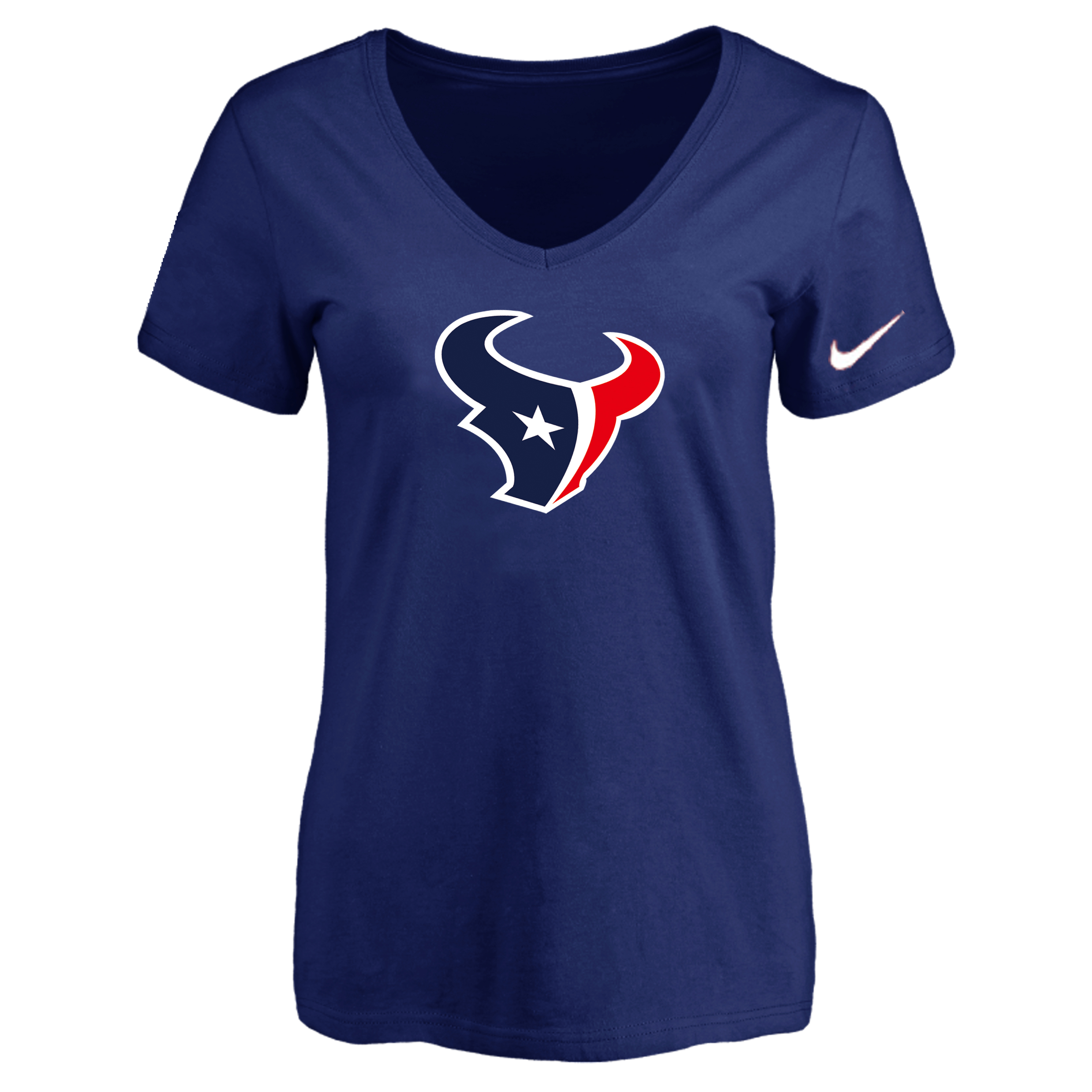 Houston Texans D.Blue Women's Logo V neck T-Shirt