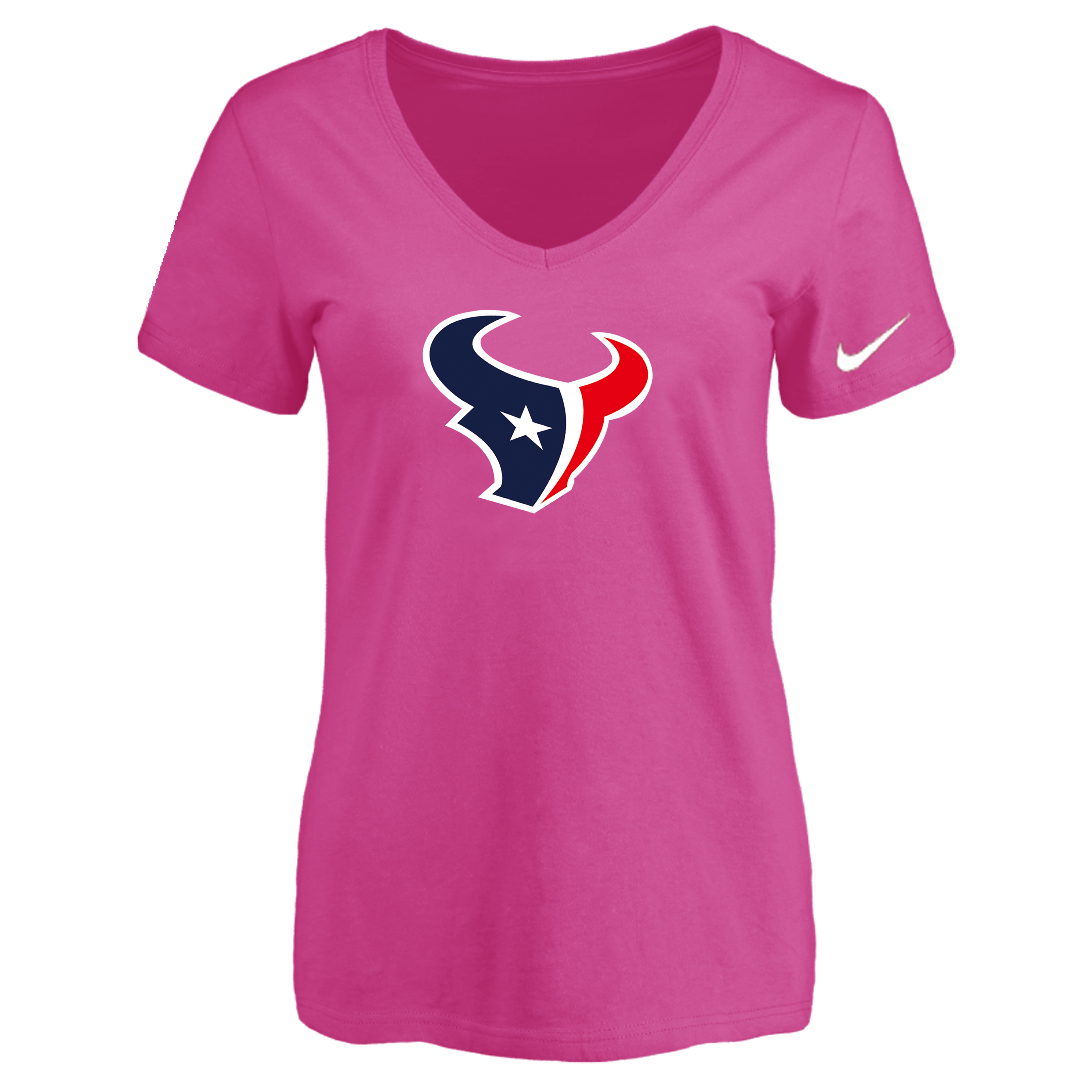 Houston Texans Peach Women's Logo V neck T-Shirt