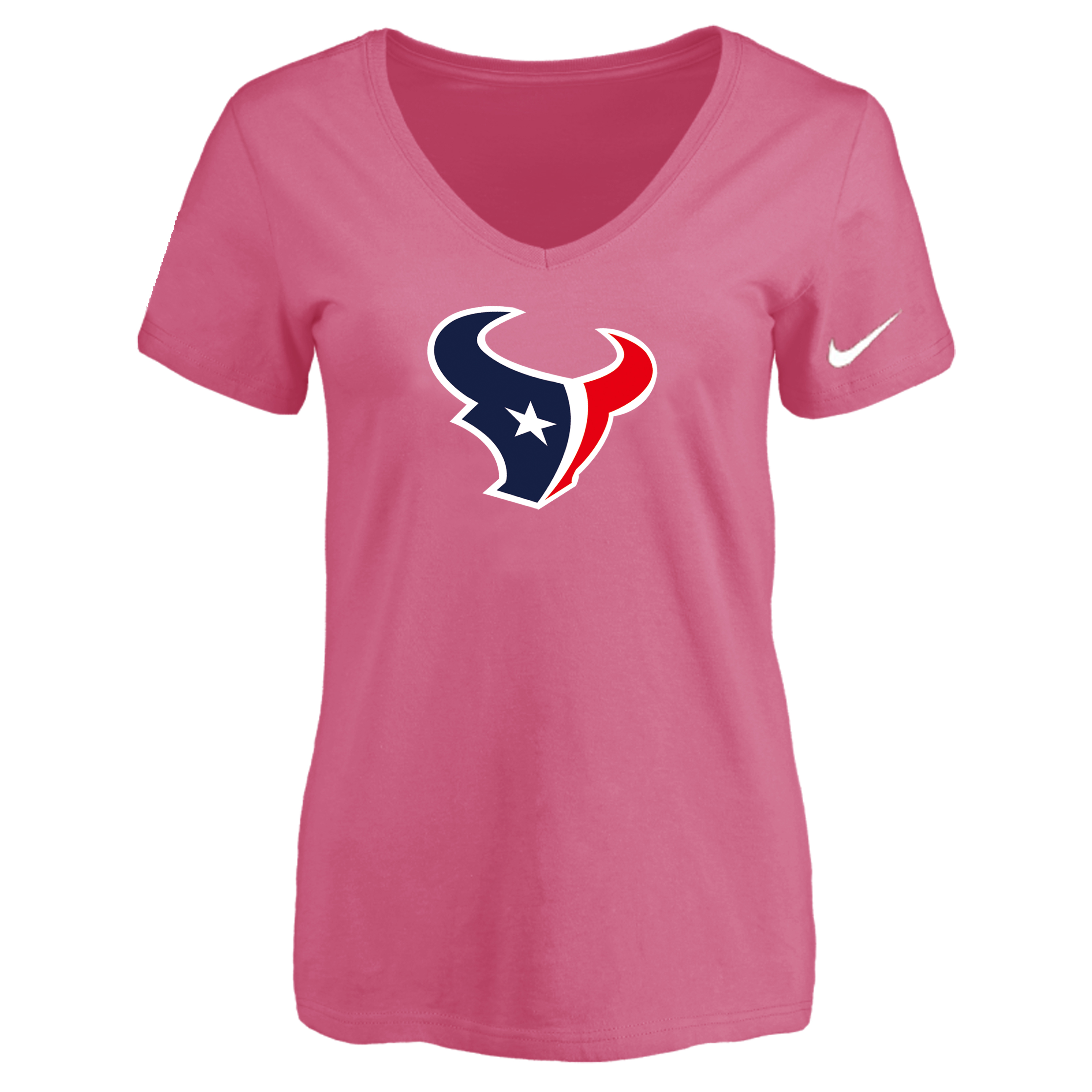 Houston Texans Pink Women's Logo V neck T-Shirt