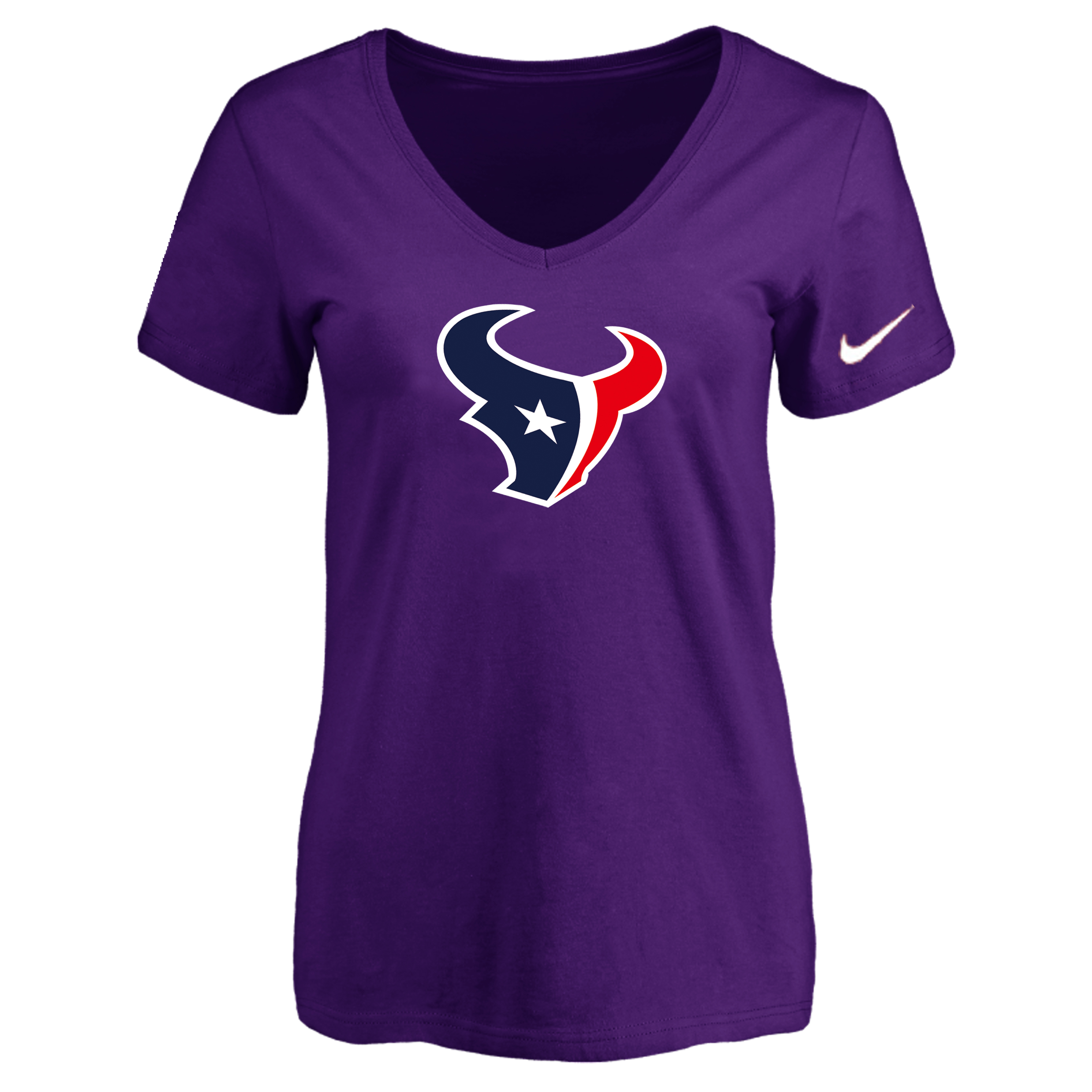 Houston Texans Purple Women's Logo V neck T-Shirt