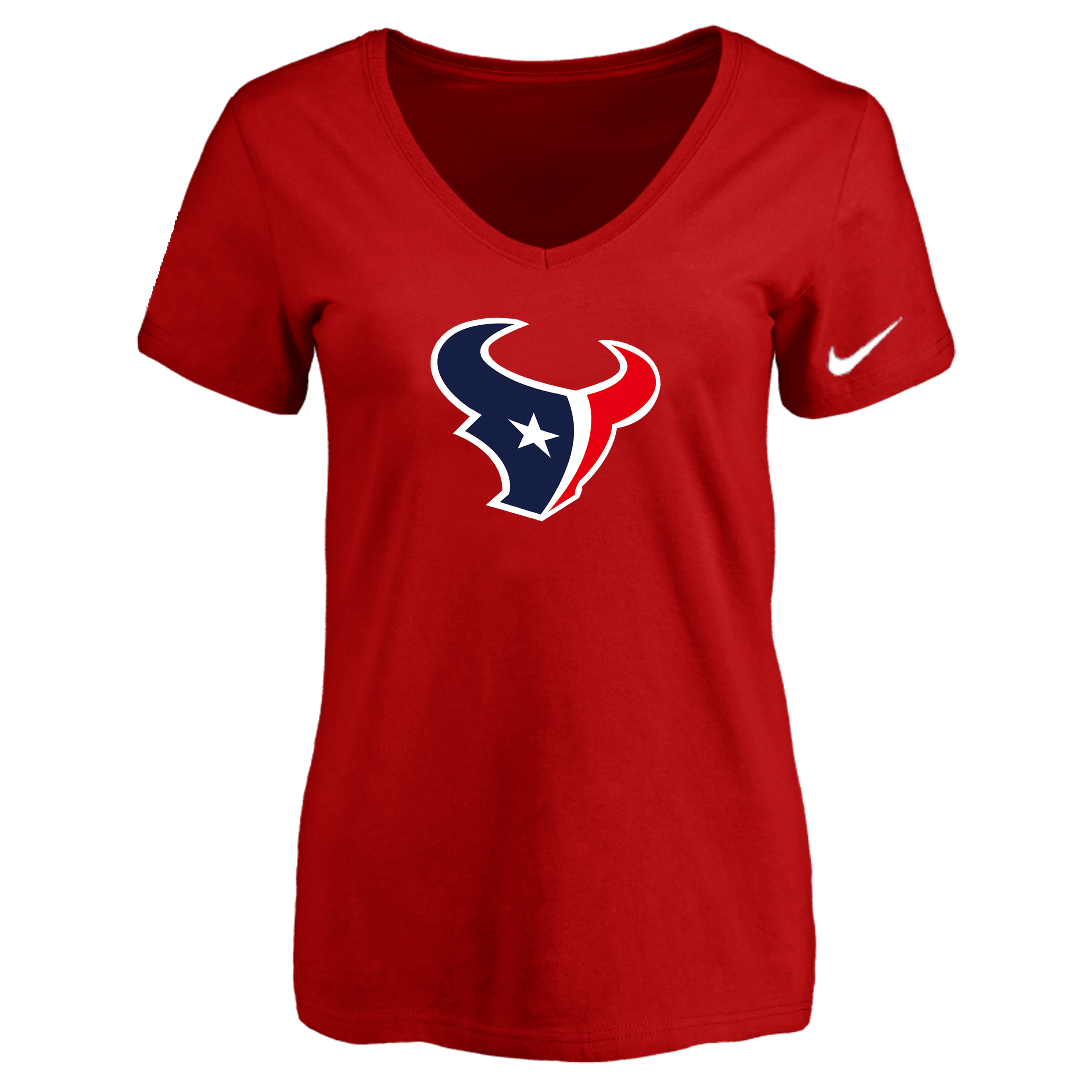 Houston Texans Red Women's Logo V neck T-Shirt