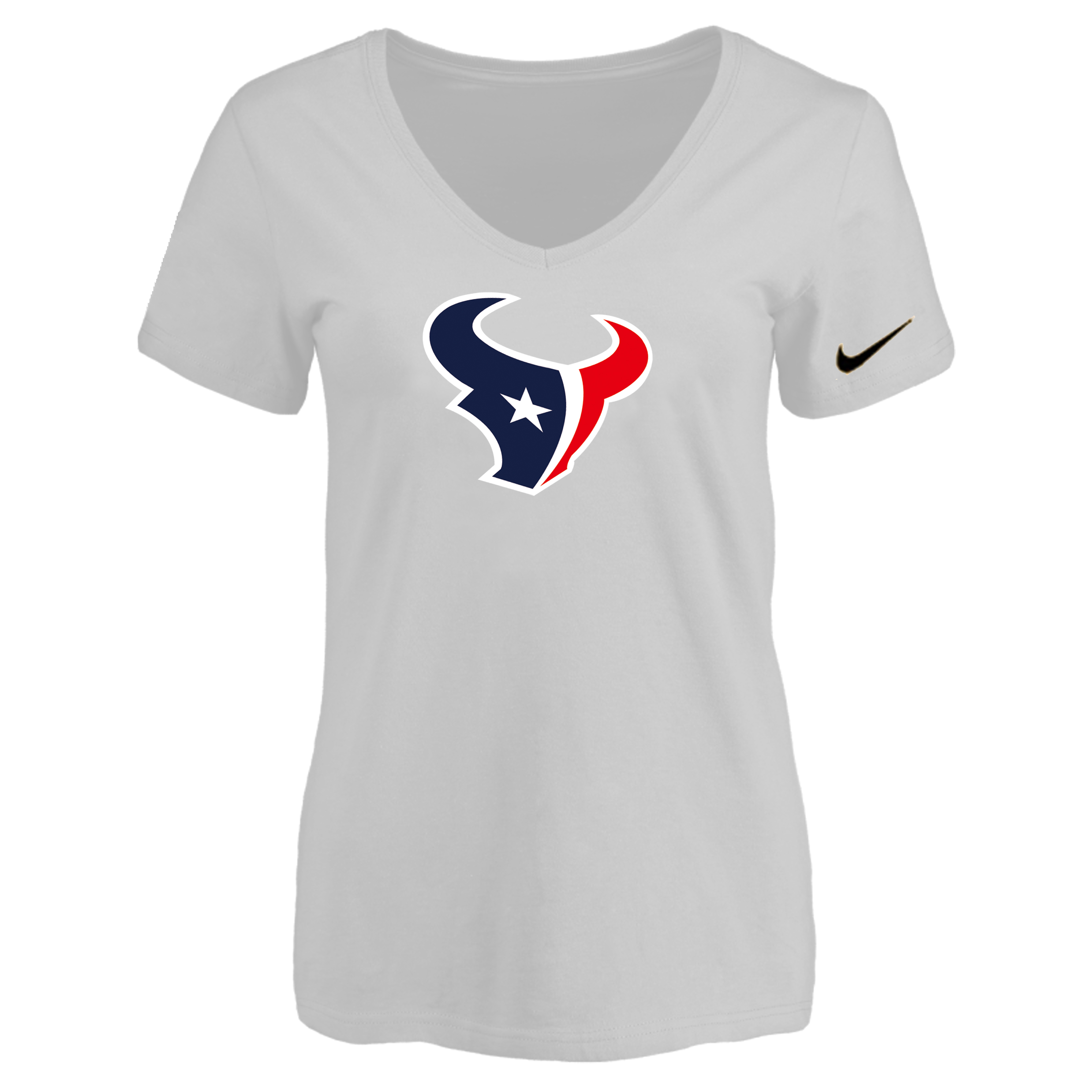 Houston Texans White Women's Logo V neck T-Shirt