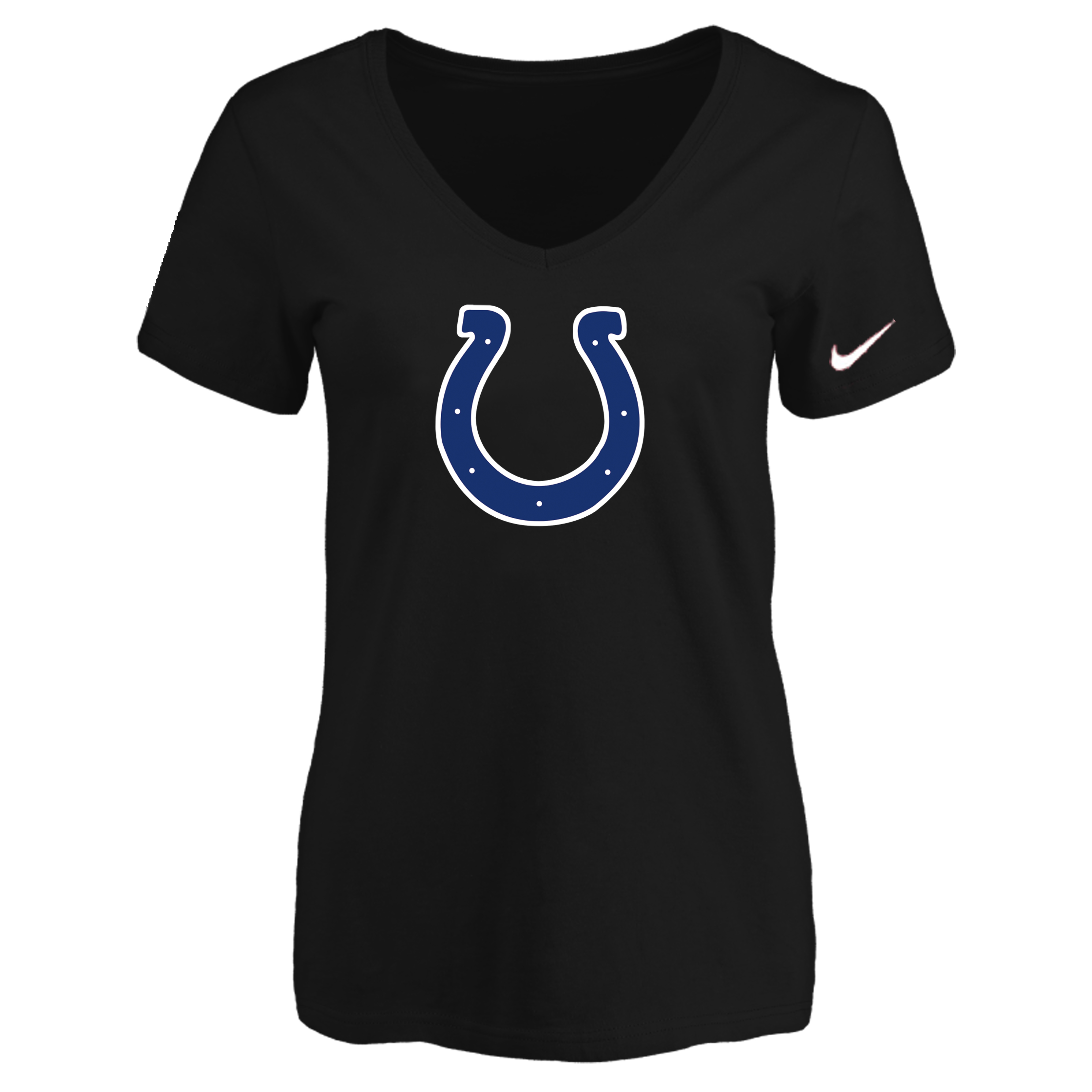 Indiannapolis Colts Black Women's Logo V neck T-Shirt - Click Image to Close