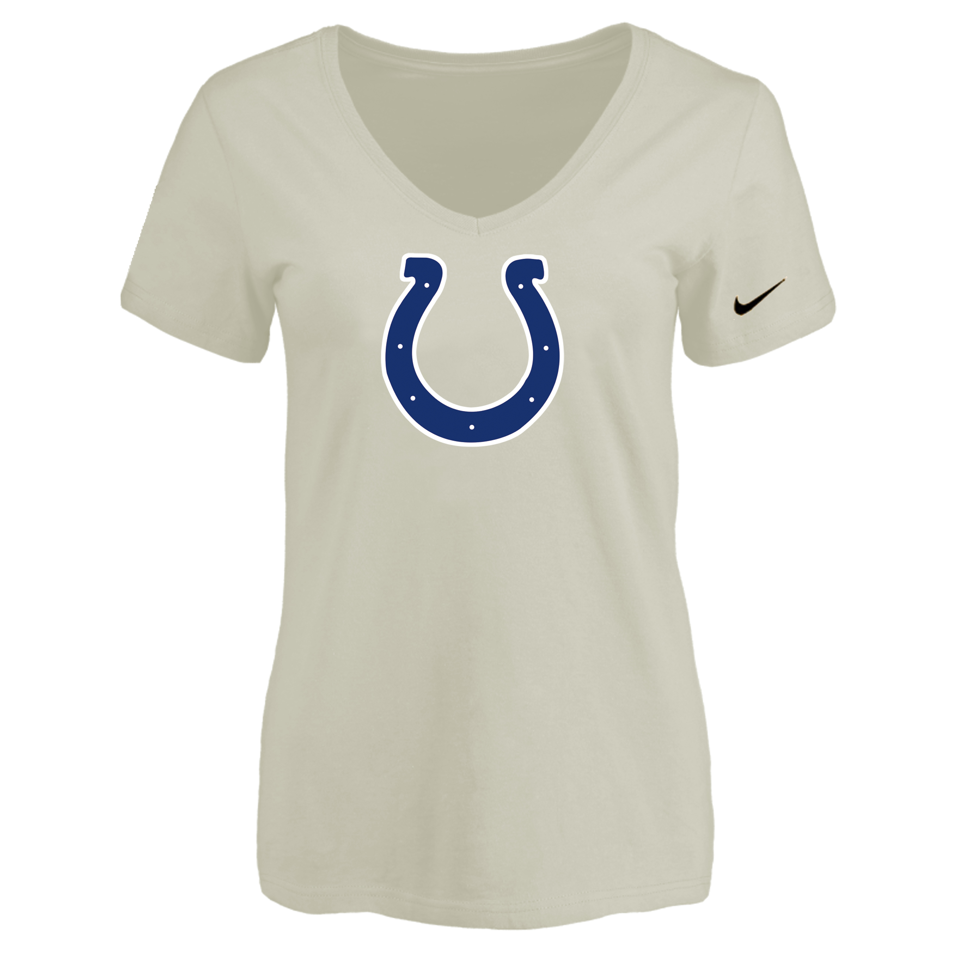 Indiannapolis Colts Cream Women's Logo V neck T-Shirt