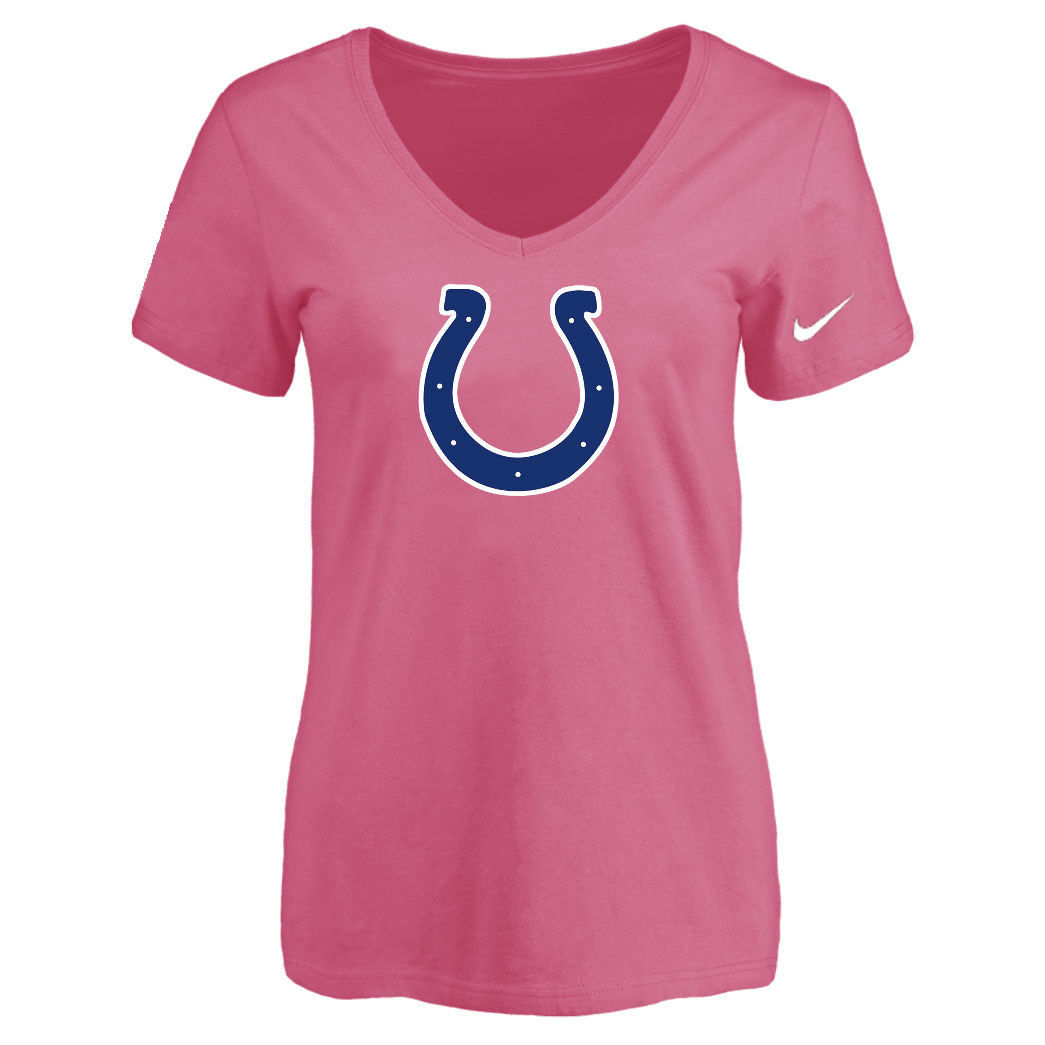 Indiannapolis Colts Pink Women's Logo V neck T-Shirt - Click Image to Close