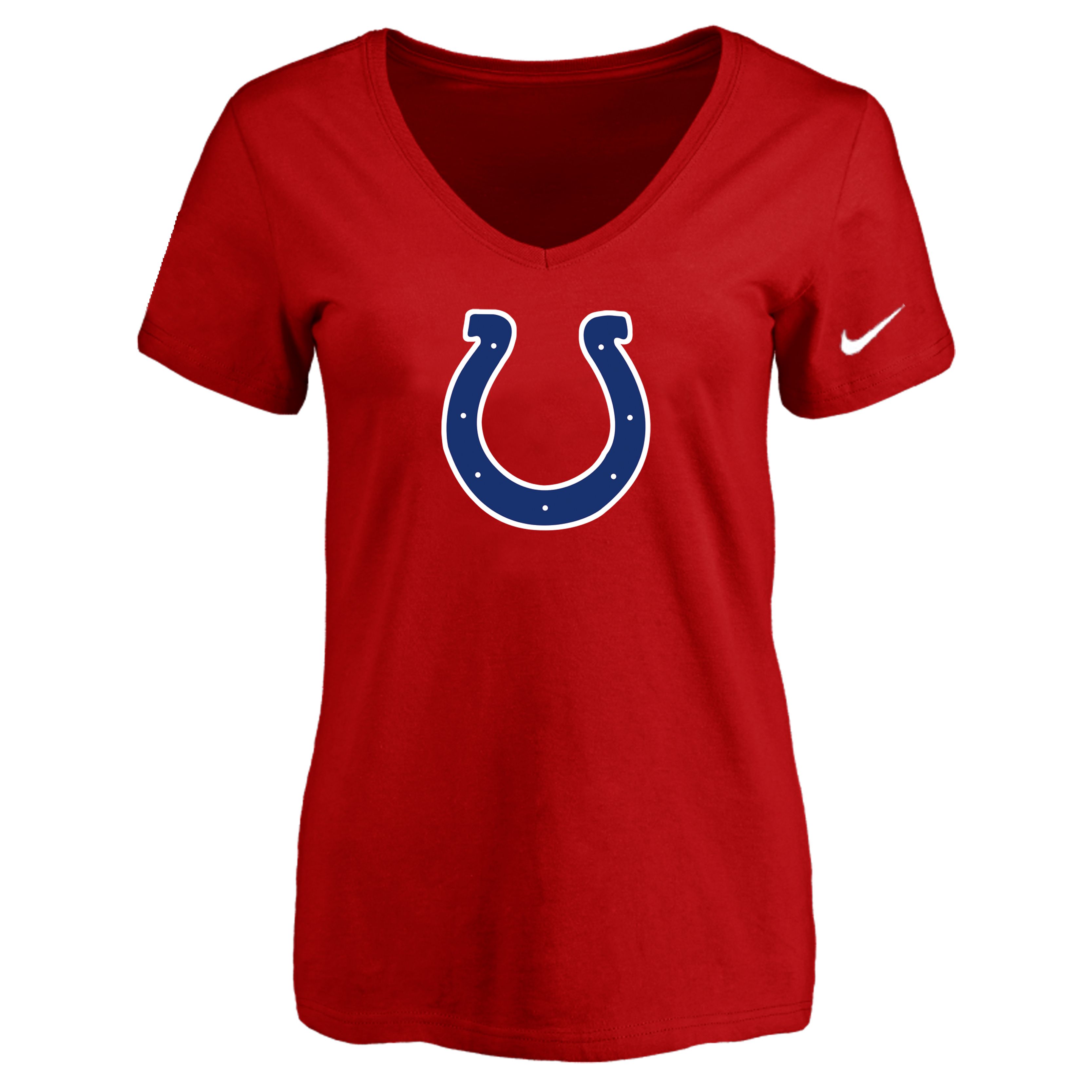 Indiannapolis Colts Red Women's Logo V neck T-Shirt - Click Image to Close