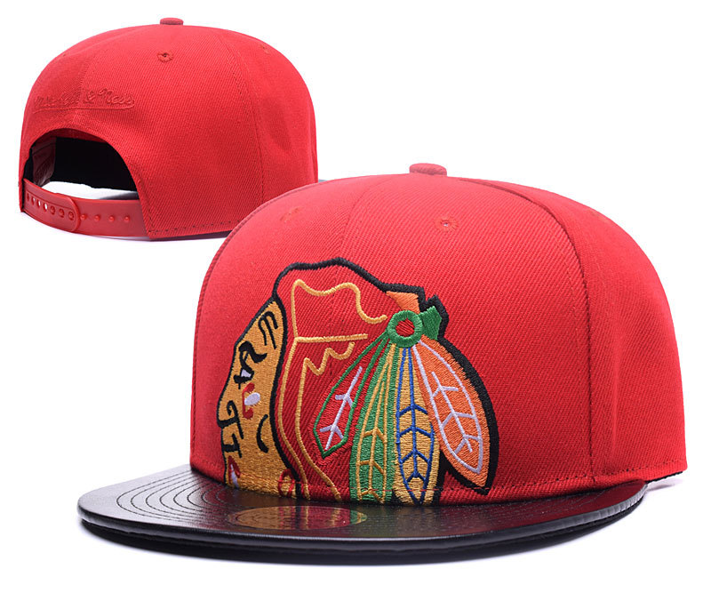 Blackhawks Team Logo Red Mitchell & Ness Adjustable Hat GS