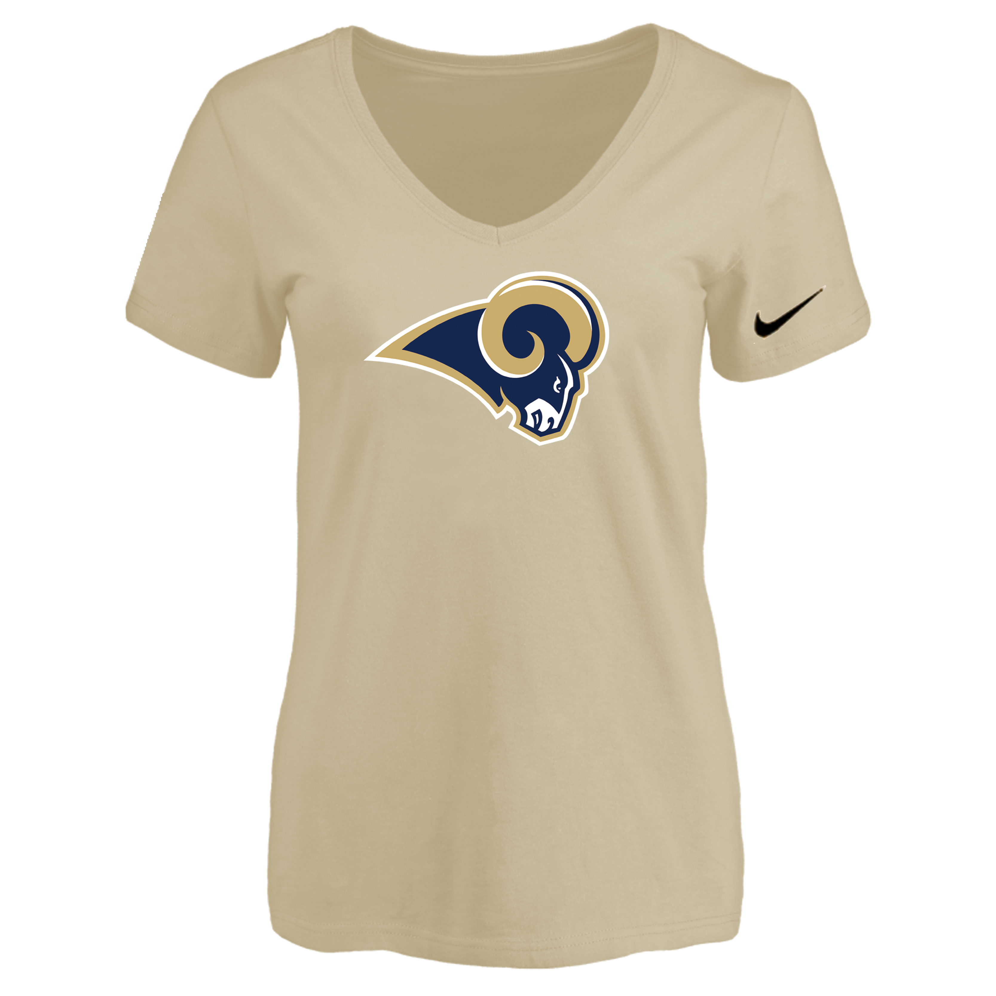 Los Angeles Rams Beige Women's Logo V neck T-Shirt