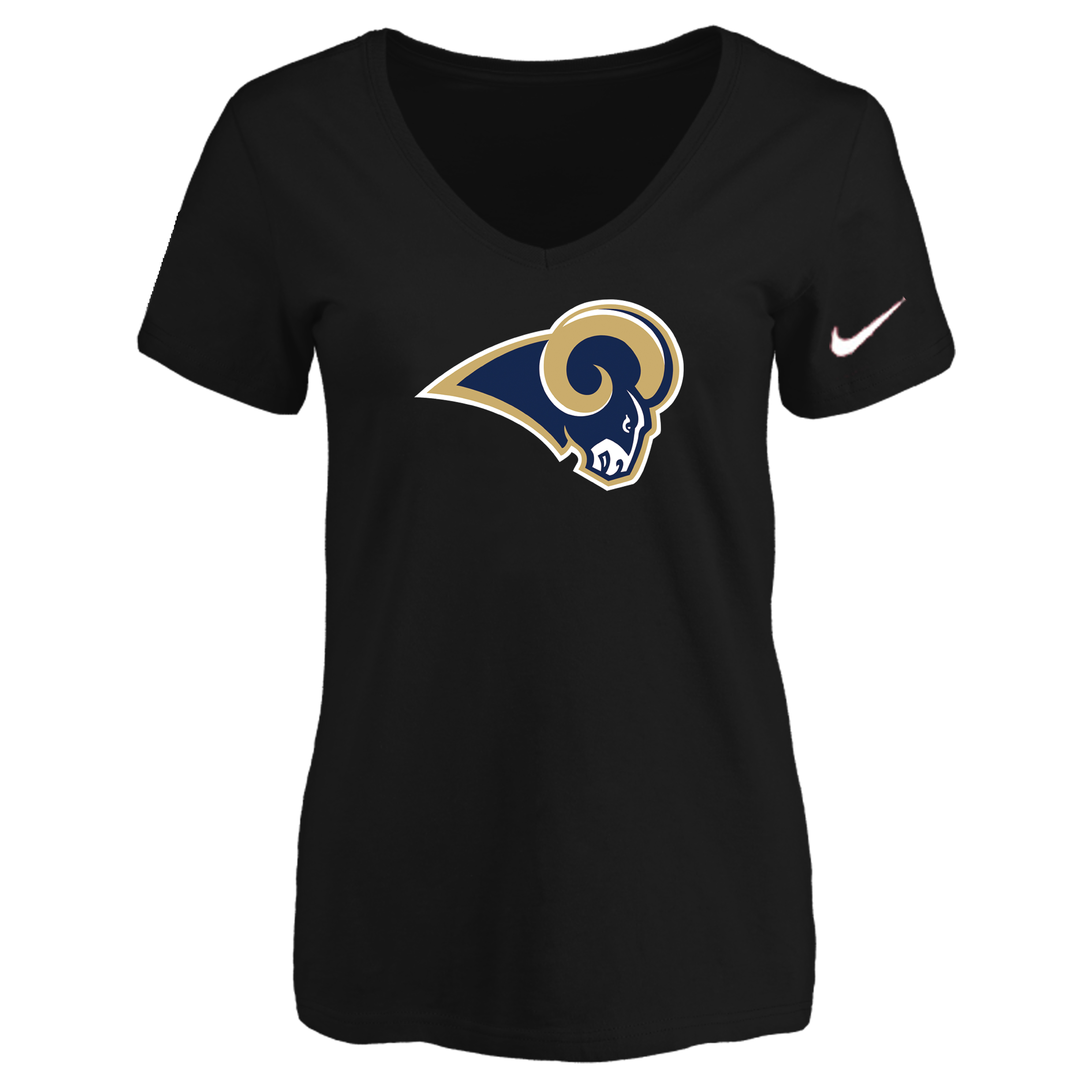 Los Angeles Rams Black Women's Logo V neck T-Shirt