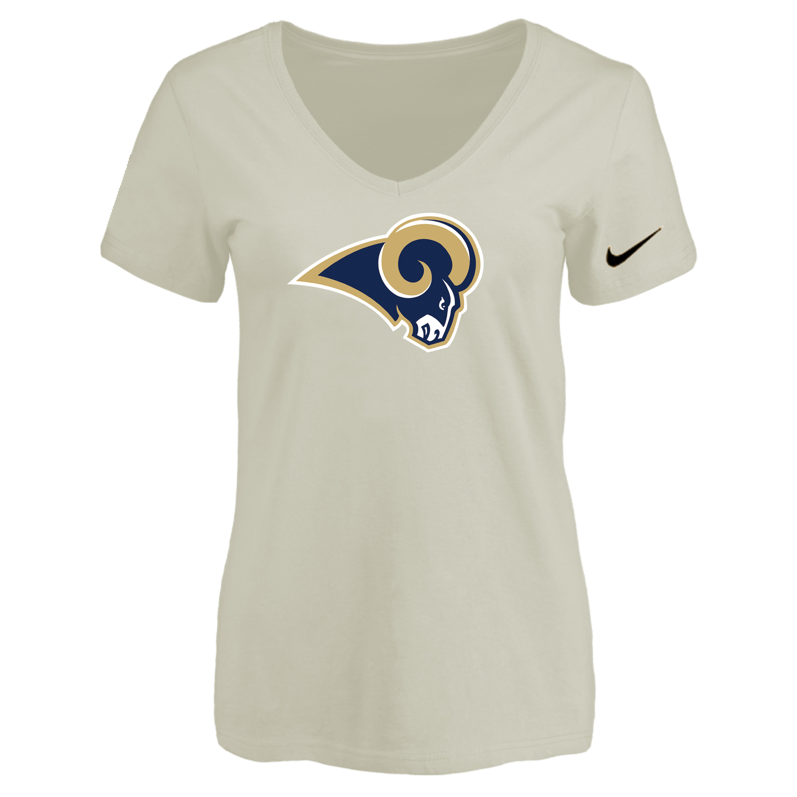 Los Angeles Rams Cream Women's Logo V neck T-Shirt