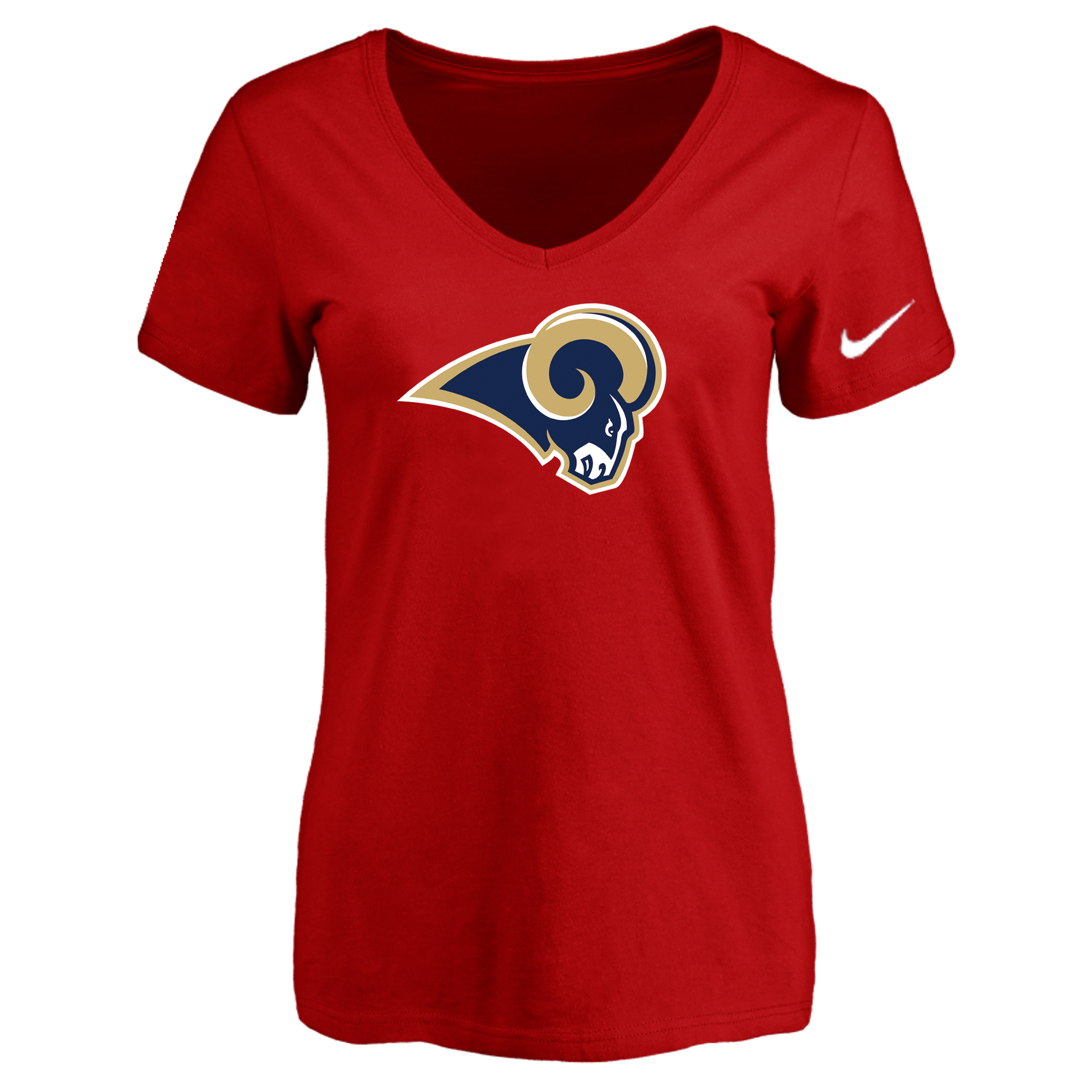 Los Angeles Rams Red Women's Logo V neck T-Shirt
