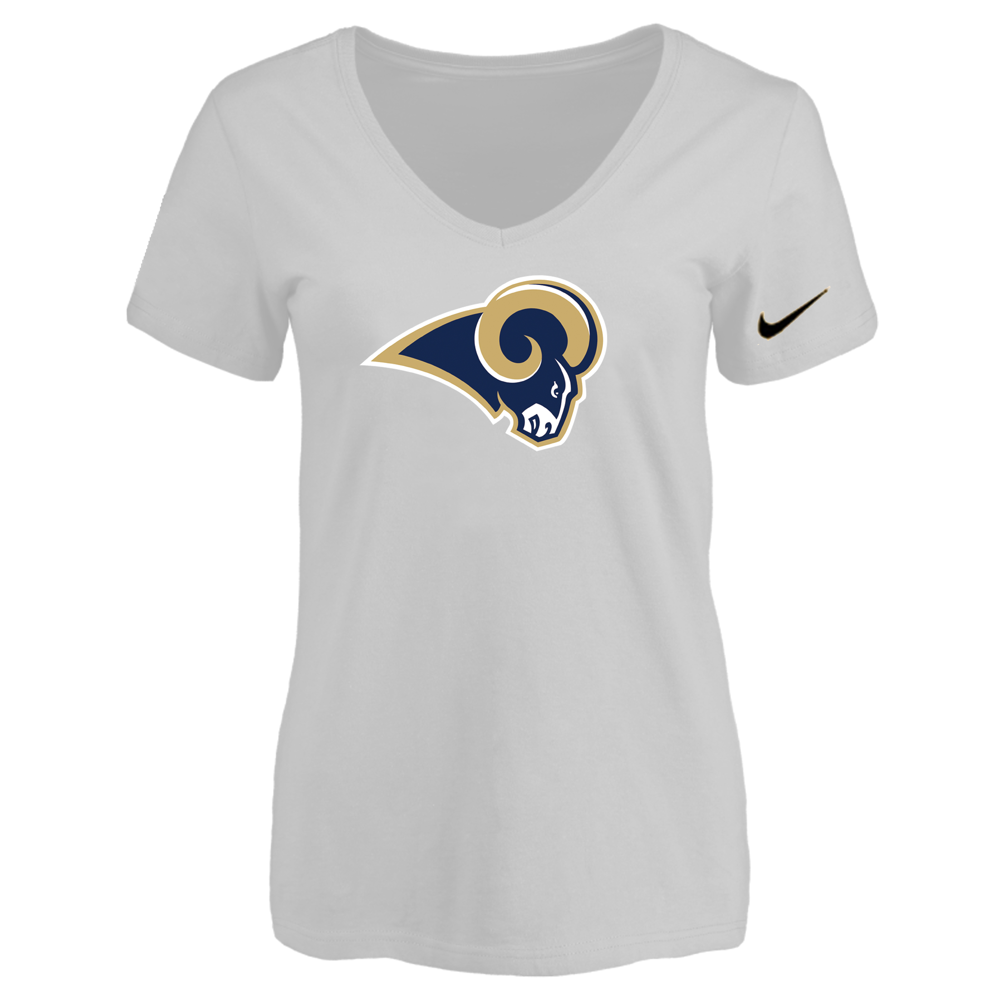 Los Angeles Rams White Women's Logo V neck T-Shirt