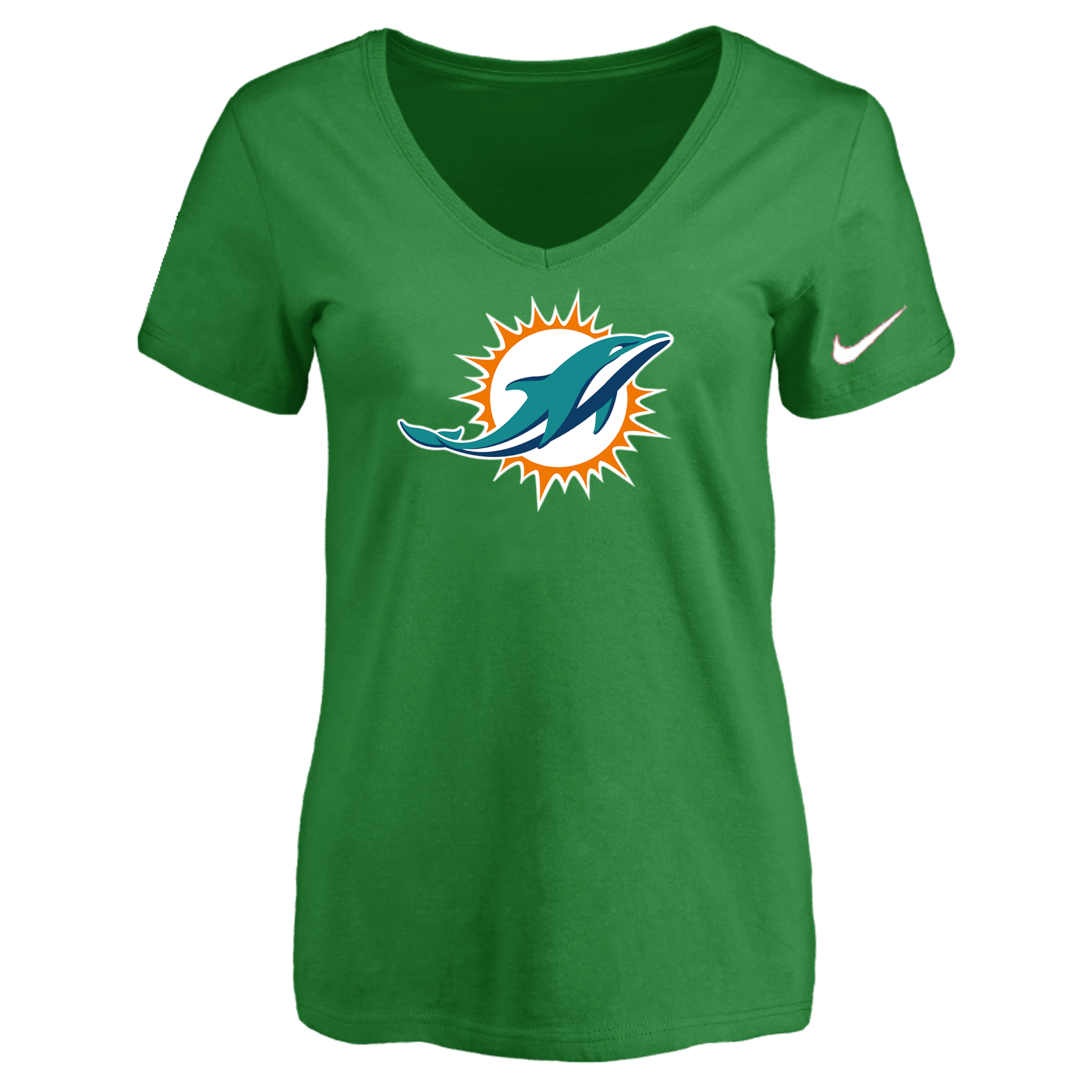 Miami Dolphins D.Green Women's Logo V neck T-Shirt