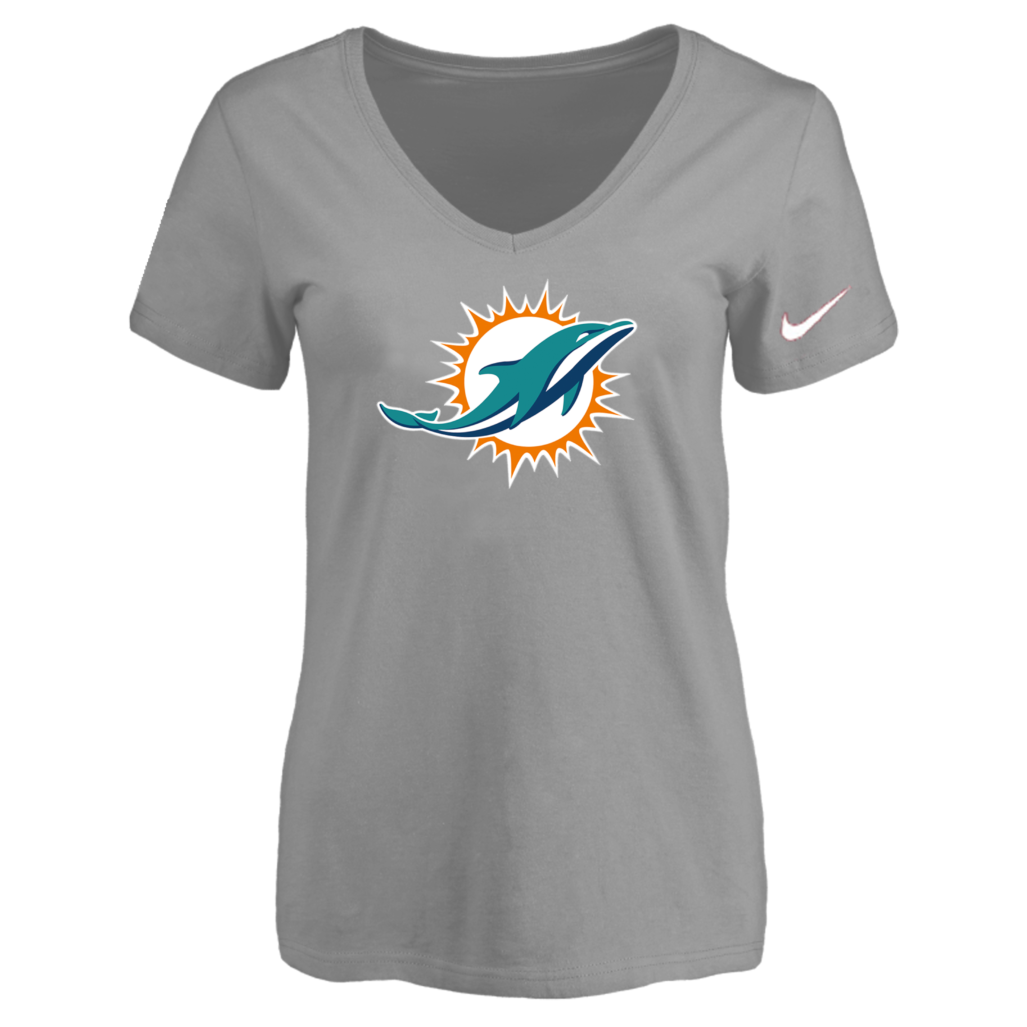 Miami Dolphins L.Gray Women's Logo V neck T-Shirt