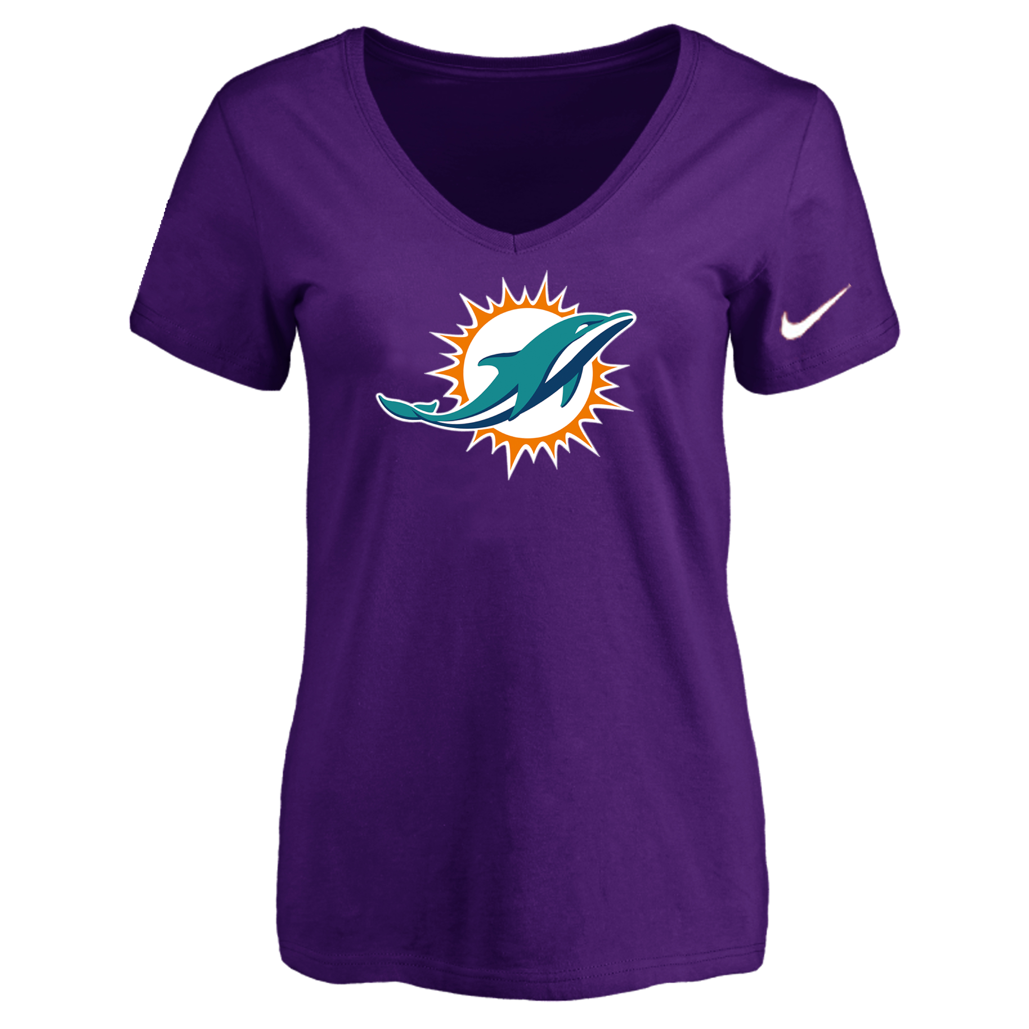Miami Dolphins Purple Women's Logo V neck T-Shirt