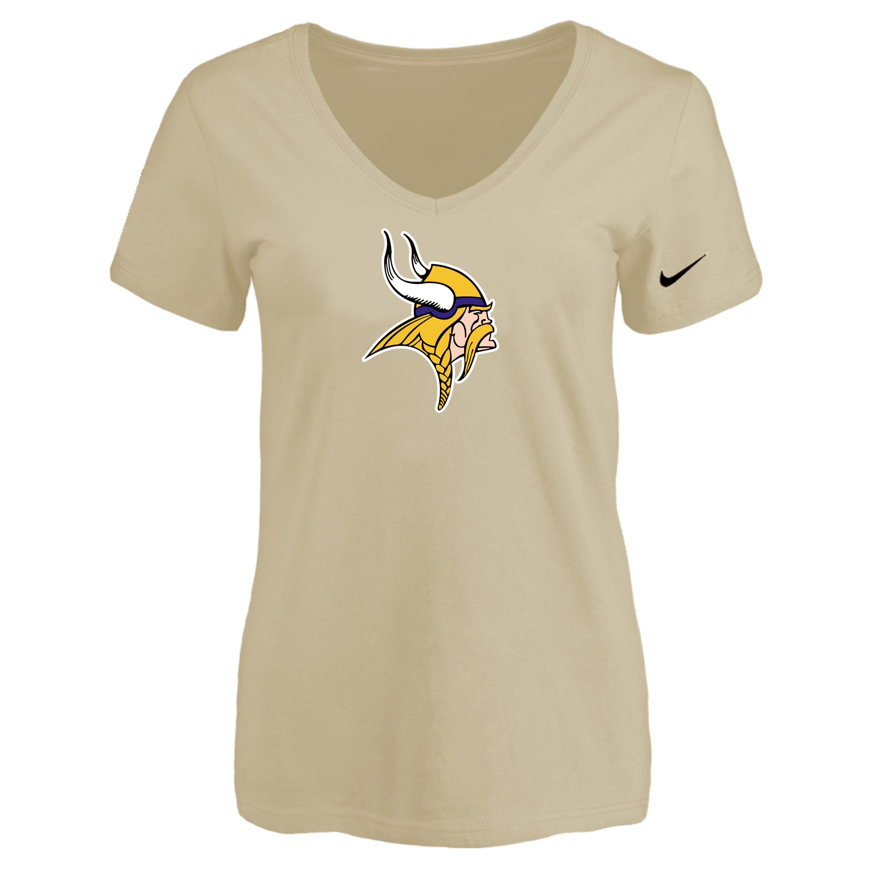 Minnesota Vikings Beige Women's Logo V neck T-Shirt
