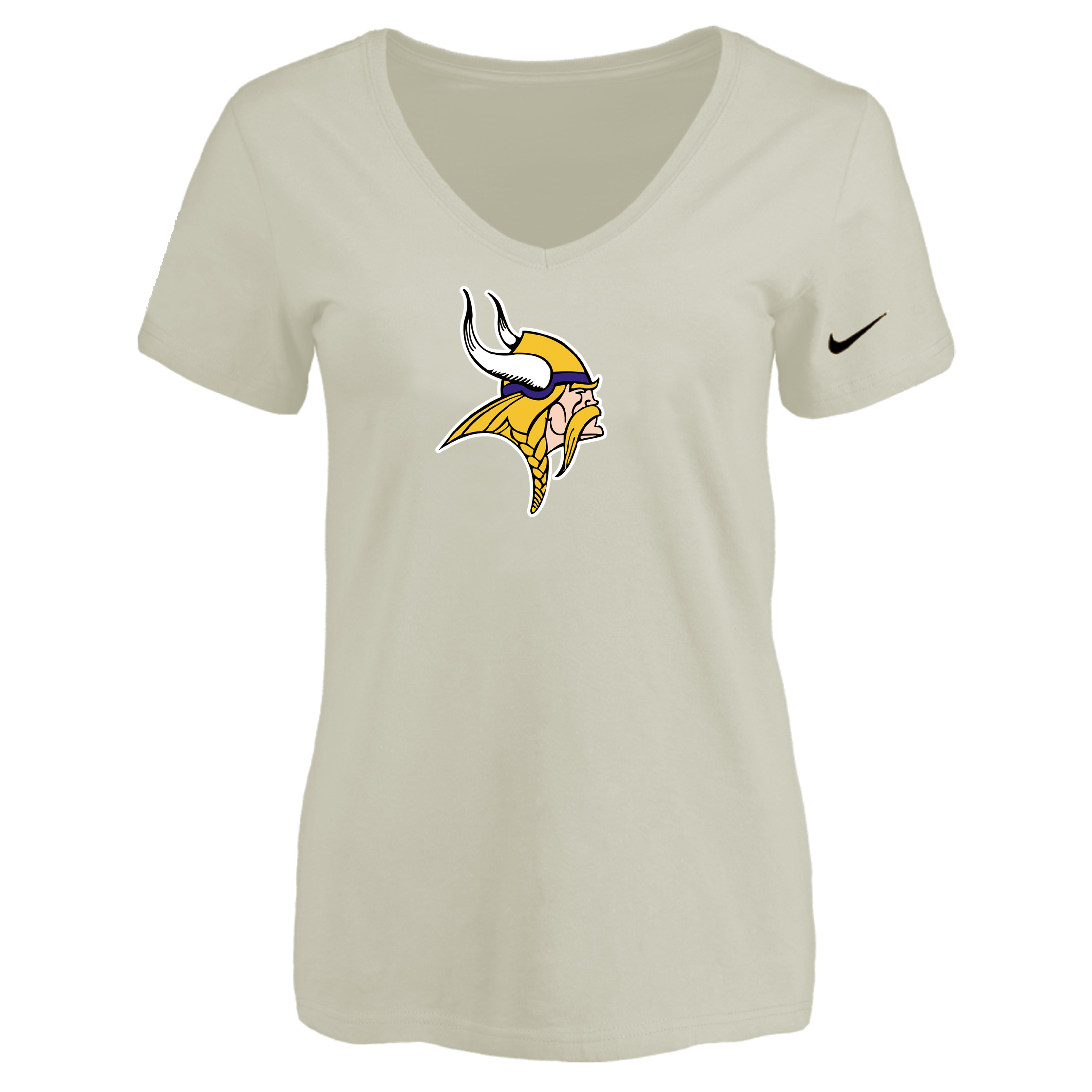 Minnesota Vikings Cream Women's Logo V neck T-Shirt