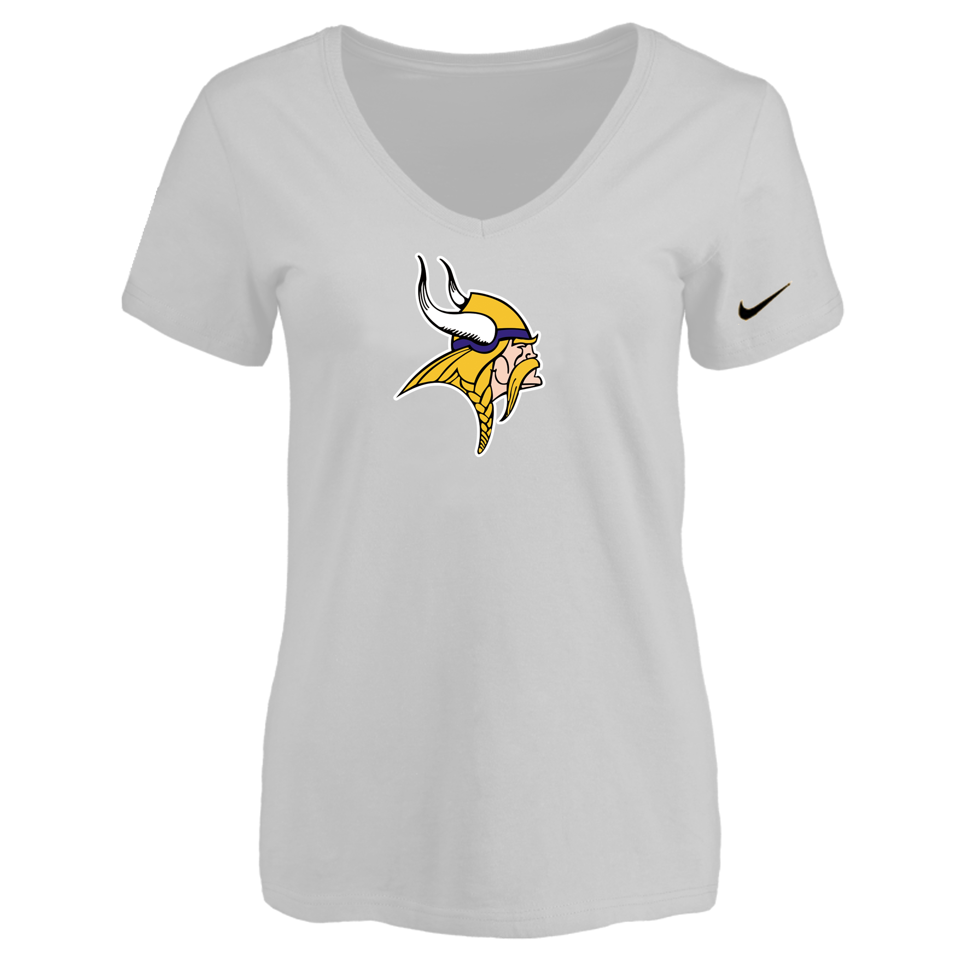 Minnesota Vikings White Women's Logo V neck T-Shirt