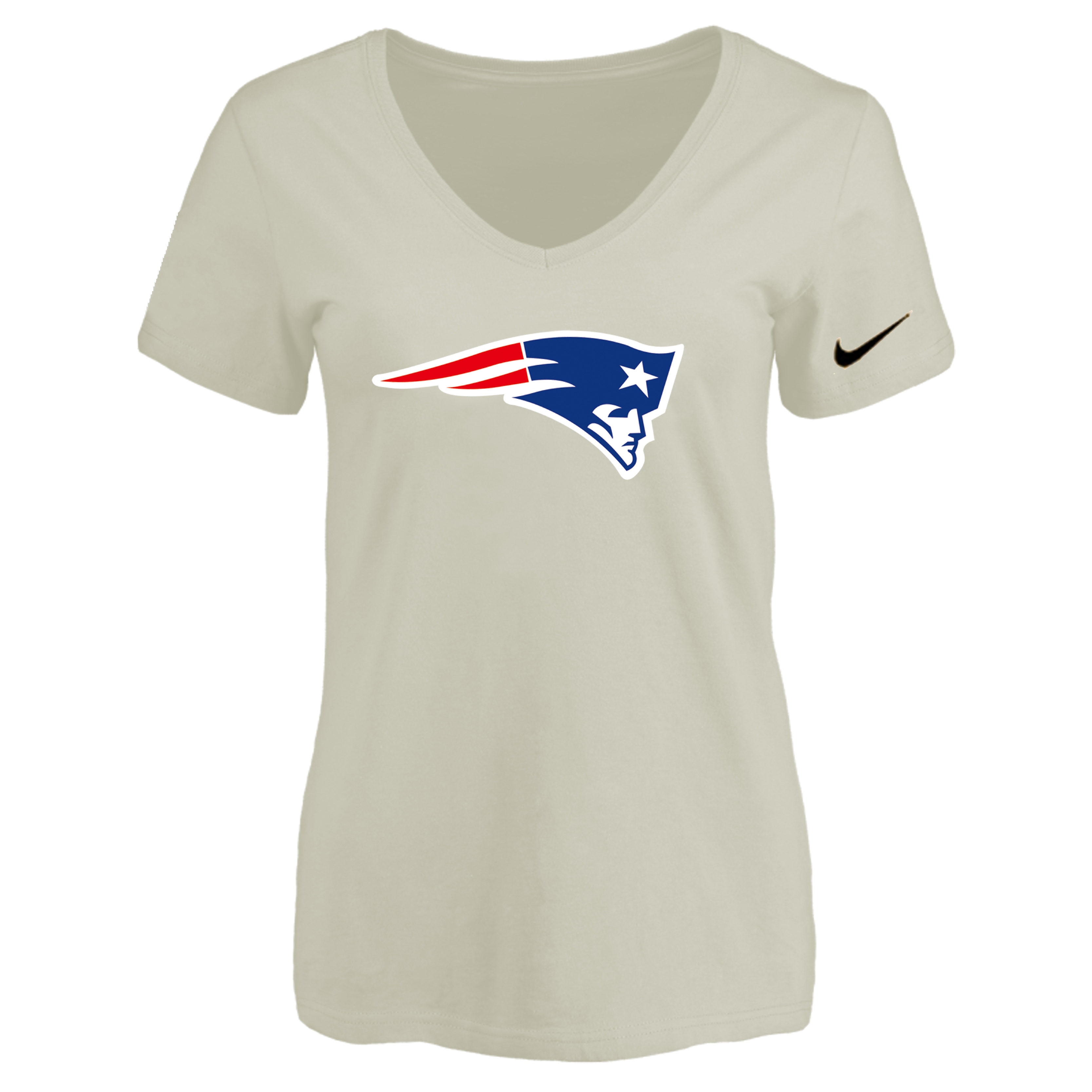 New England Patriots Cream Women's Logo V neck T-Shirt