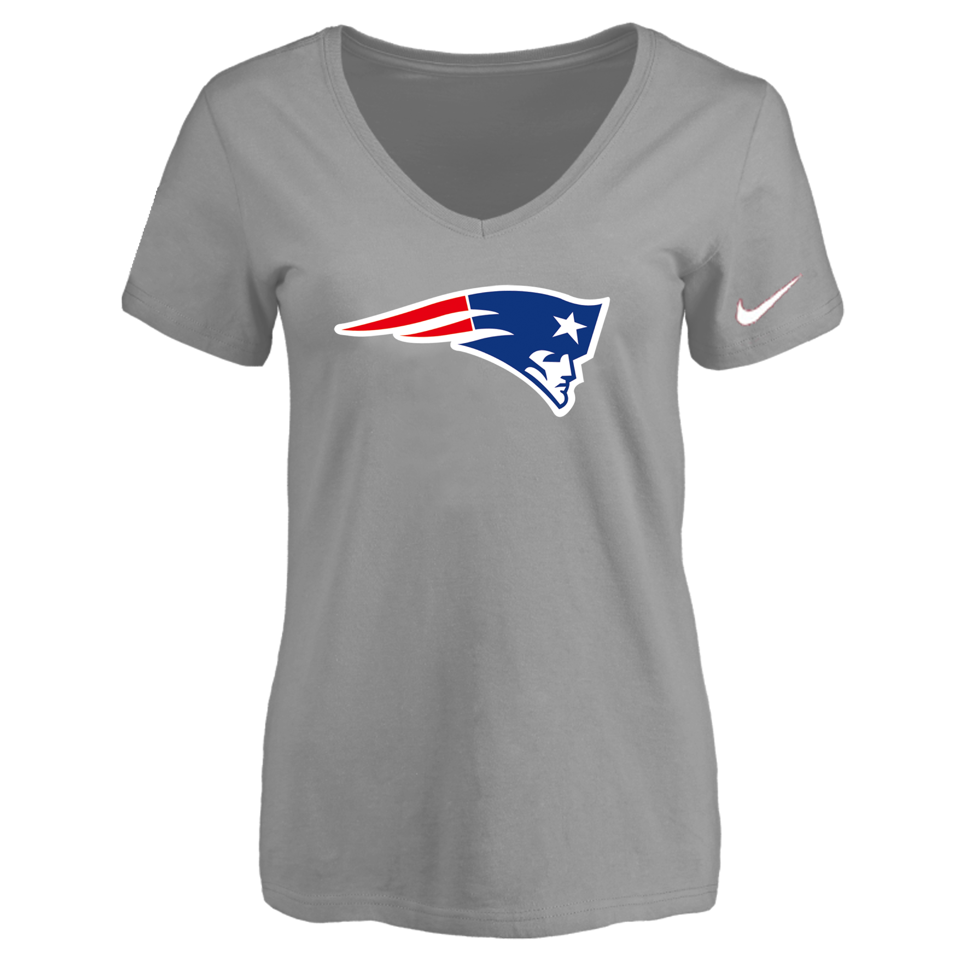 New England Patriots L.Gray Women's Logo V neck T-Shirt