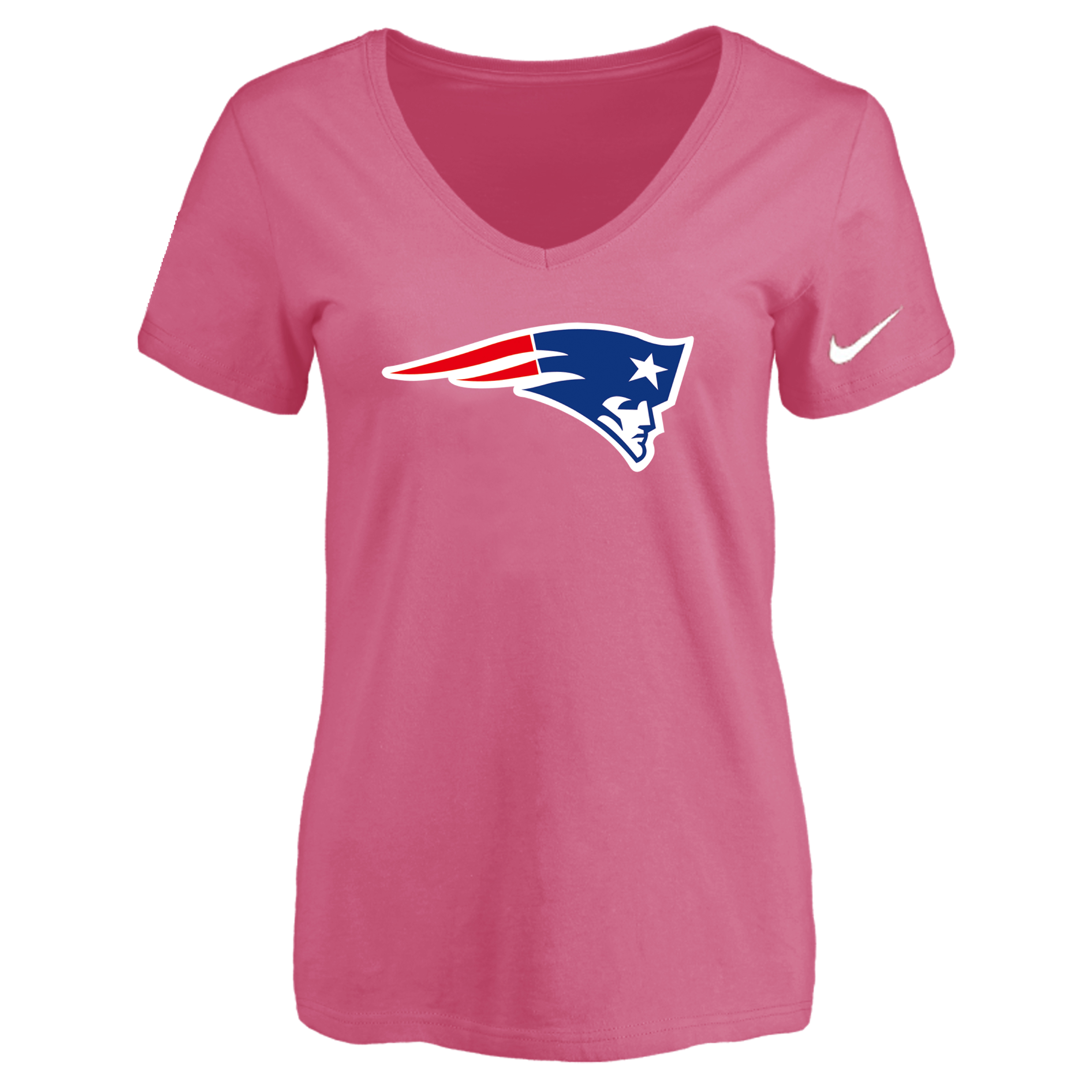 New England Patriots Pink Women's Logo V neck T-Shirt
