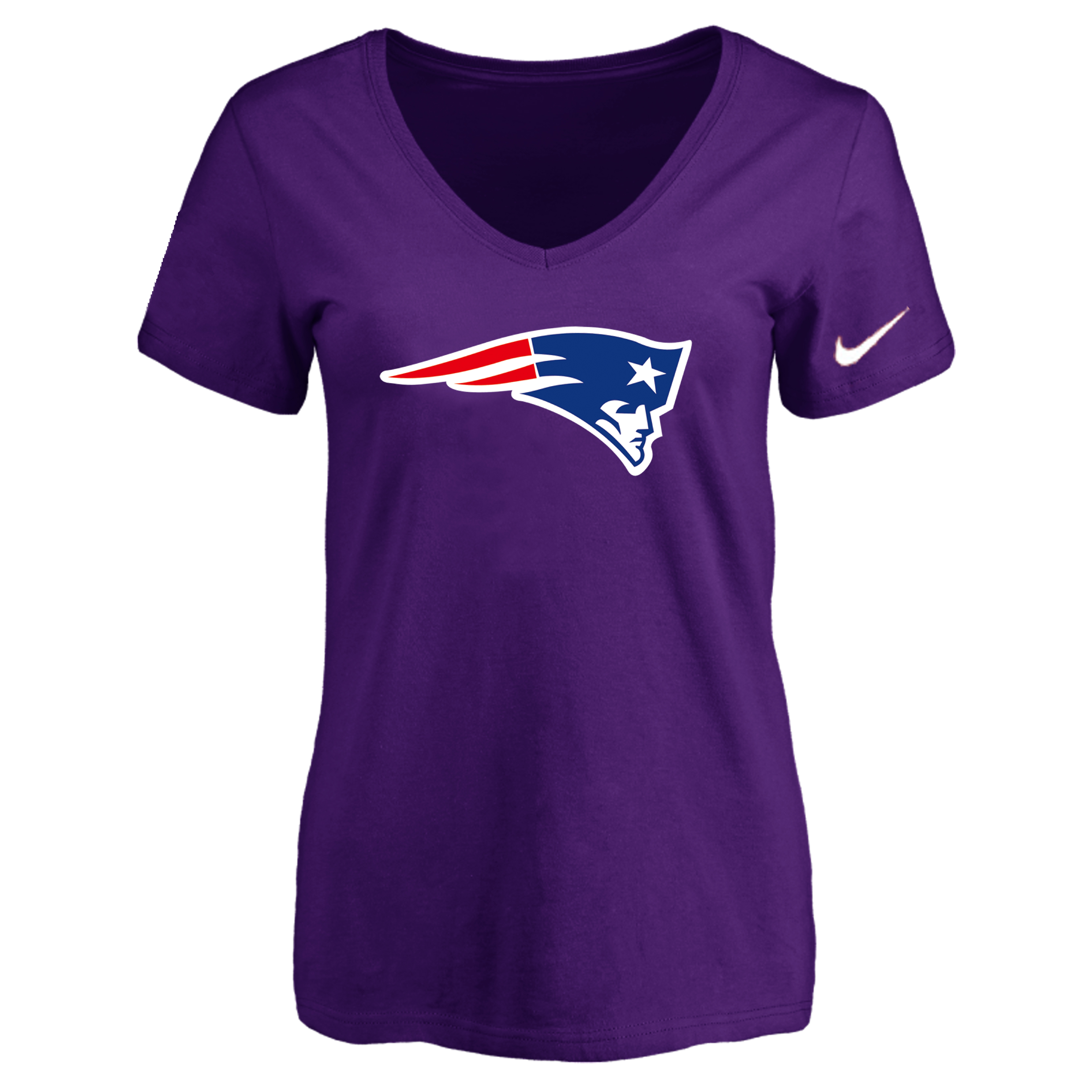 New England Patriots Purple Women's Logo V neck T-Shirt - Click Image to Close