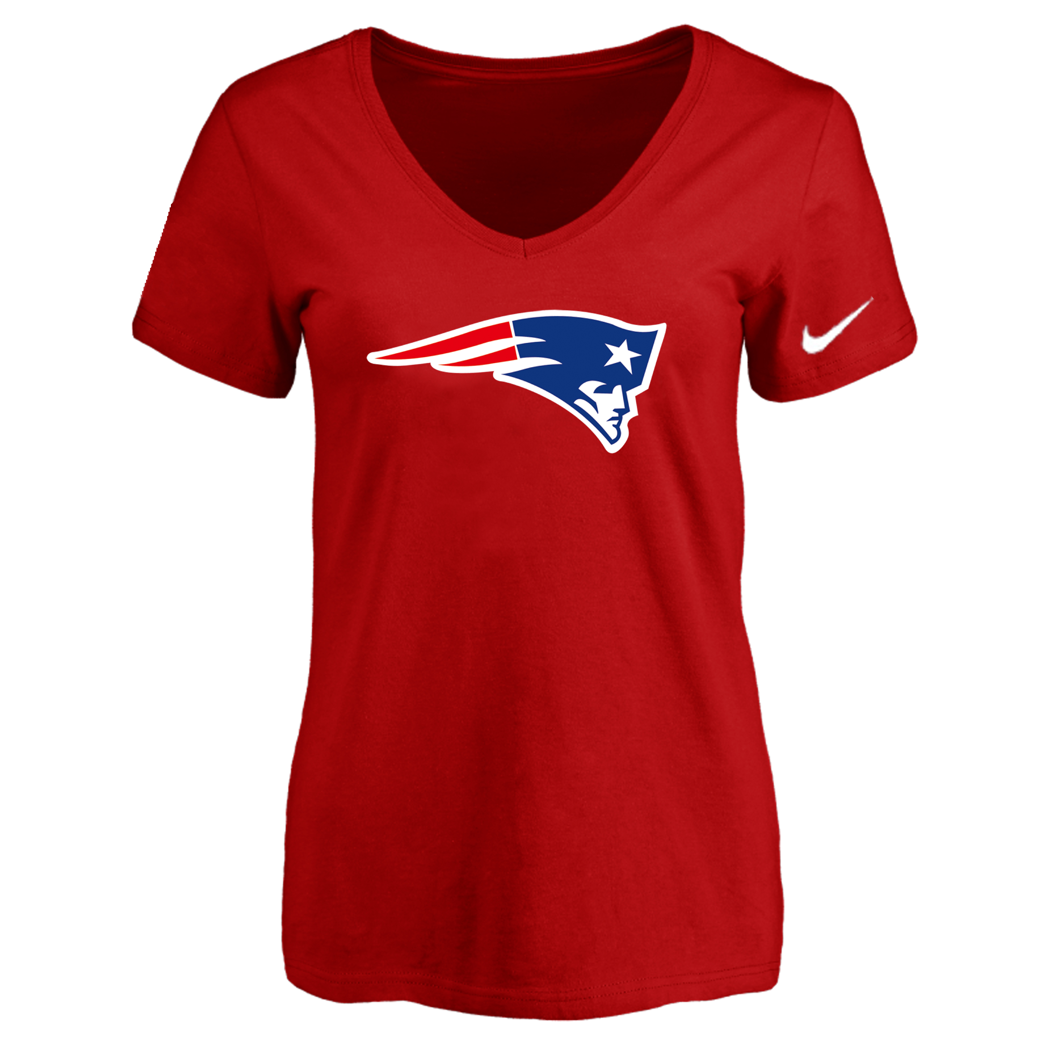 New England Patriots Red Women's Logo V neck T-Shirt