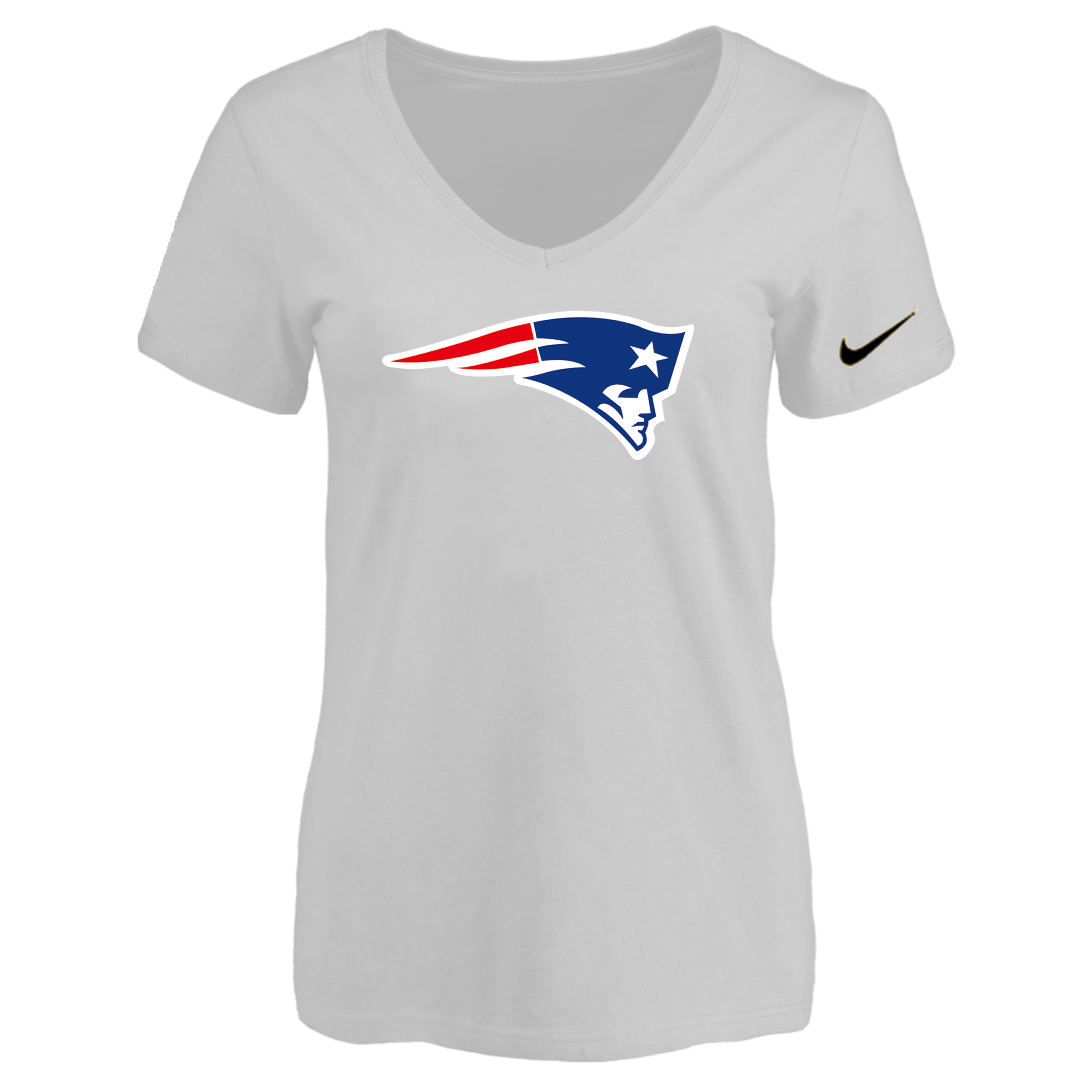 New England Patriots White Women's Logo V neck T-Shirt