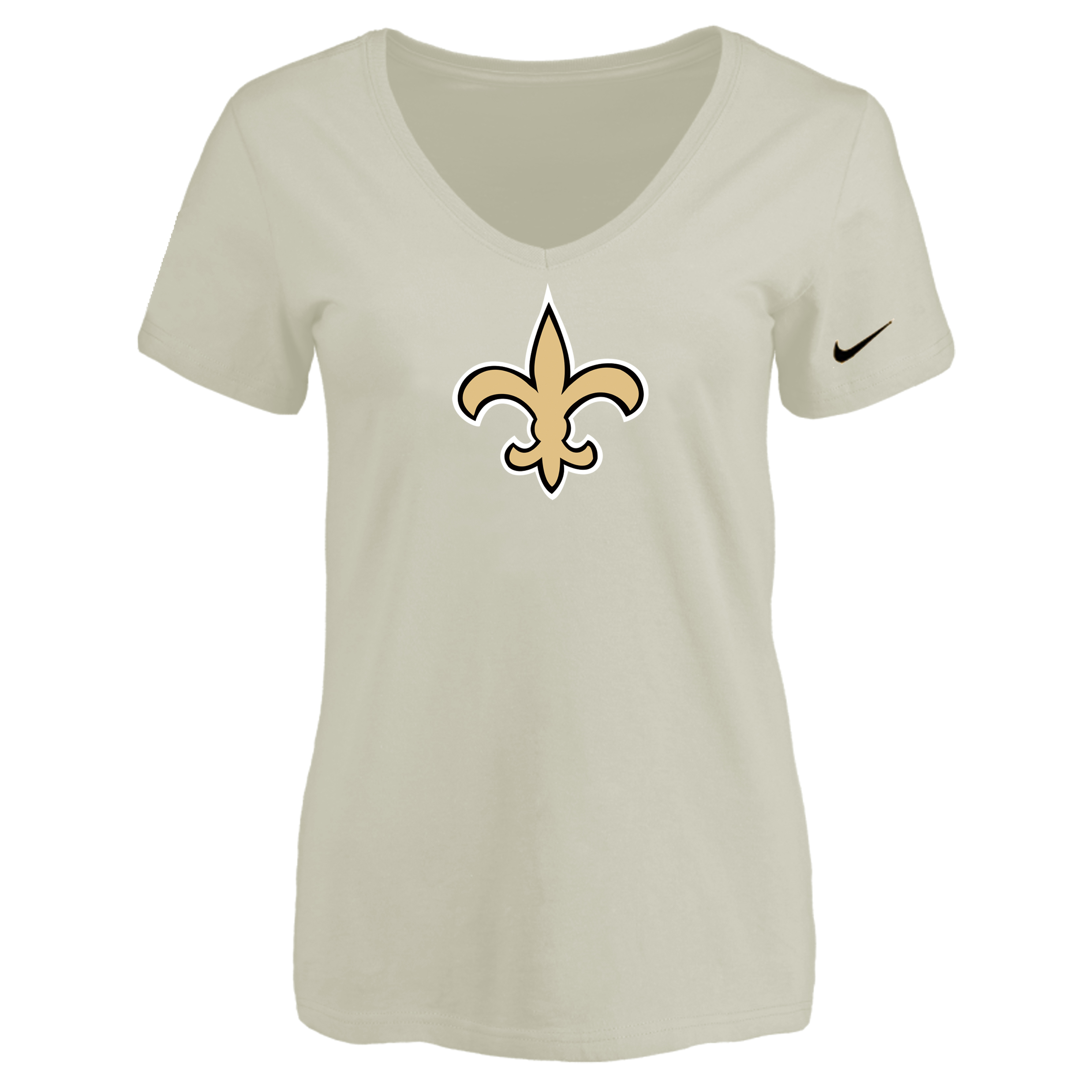 New Orleans Saints Cream Women's Logo V neck T-Shirt