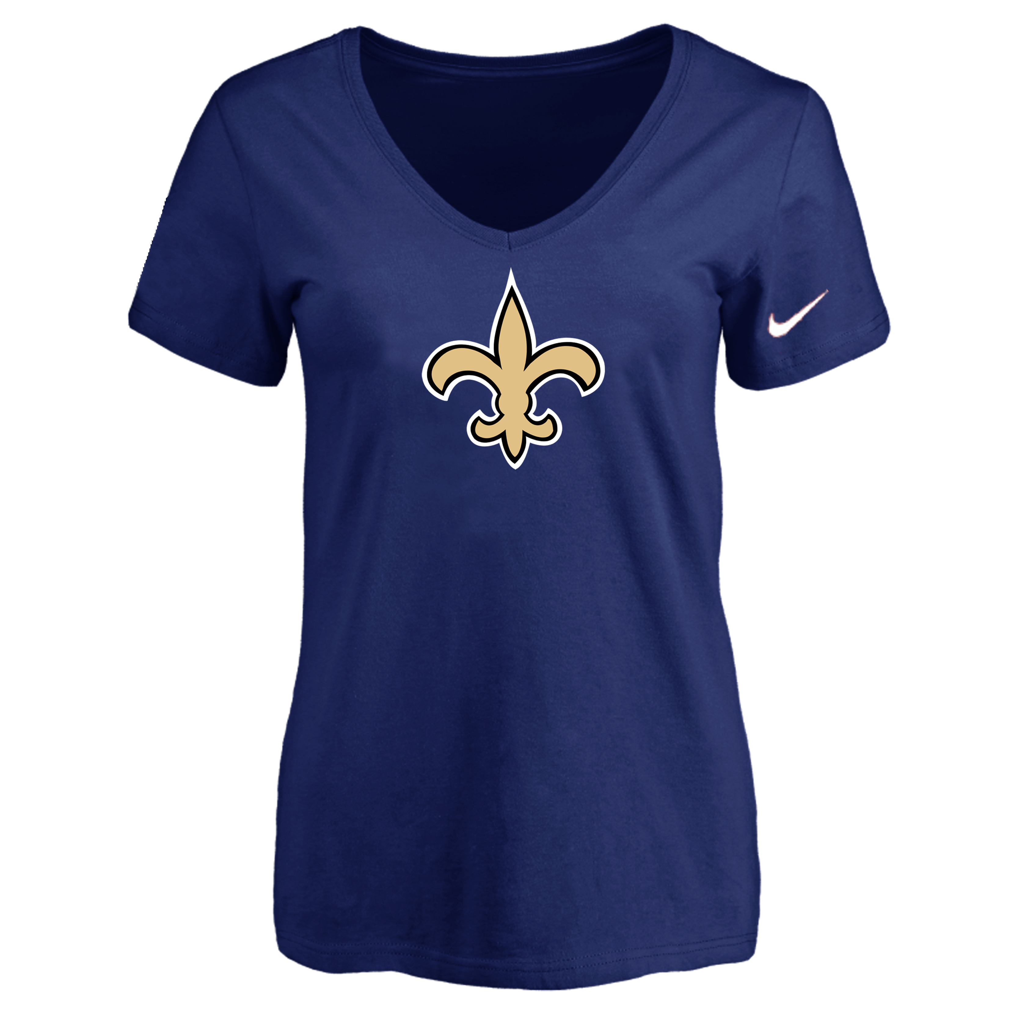 New Orleans Saints D.Blue Women's Logo V neck T-Shirt