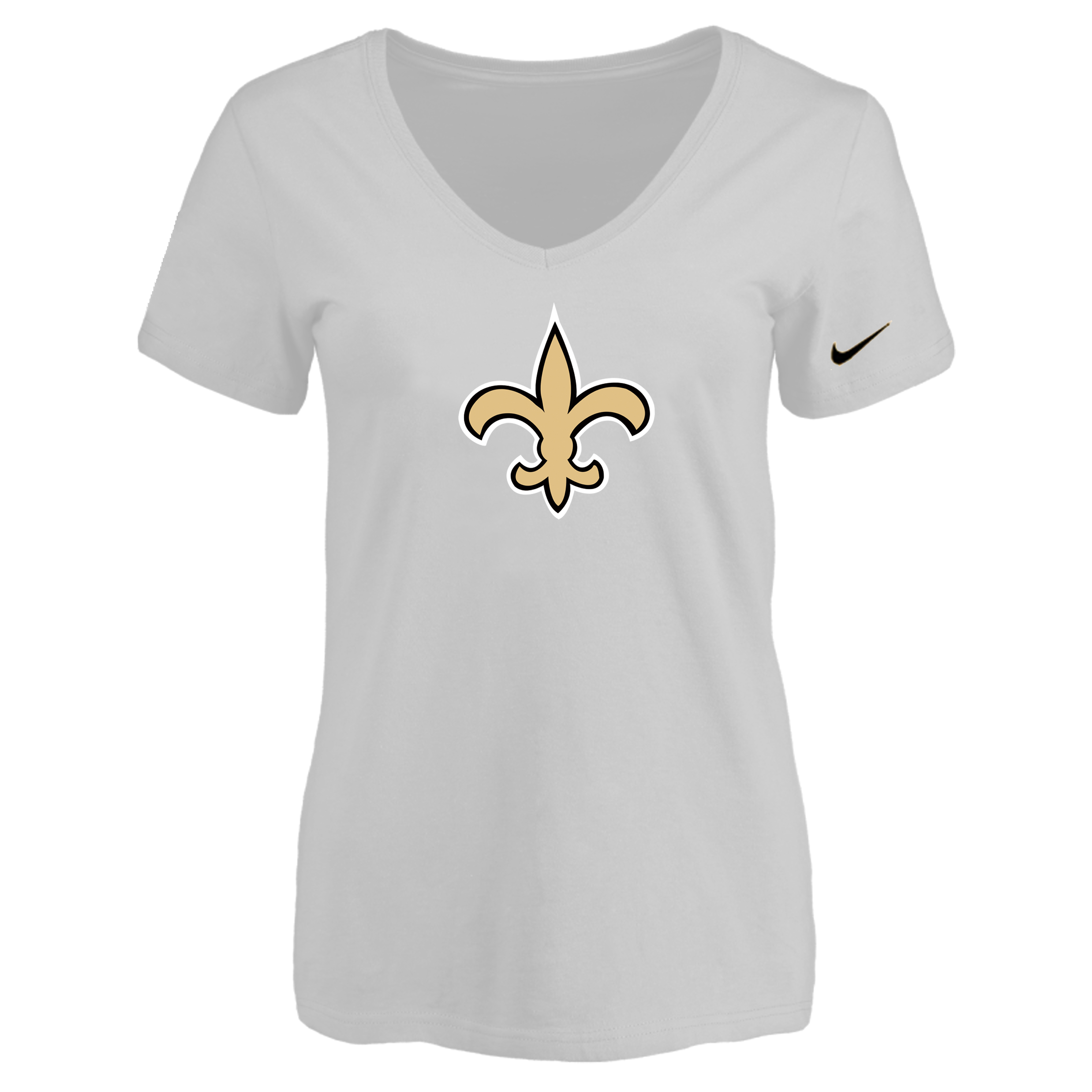 New Orleans Saints White Women's Logo V neck T-Shirt
